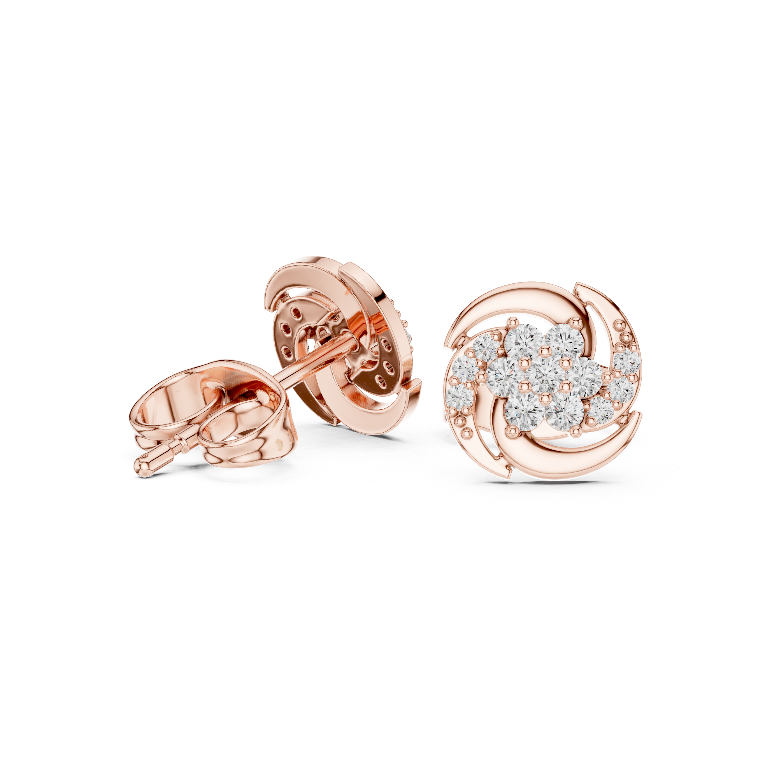 Floral Cluster Diamond Stud Earrings