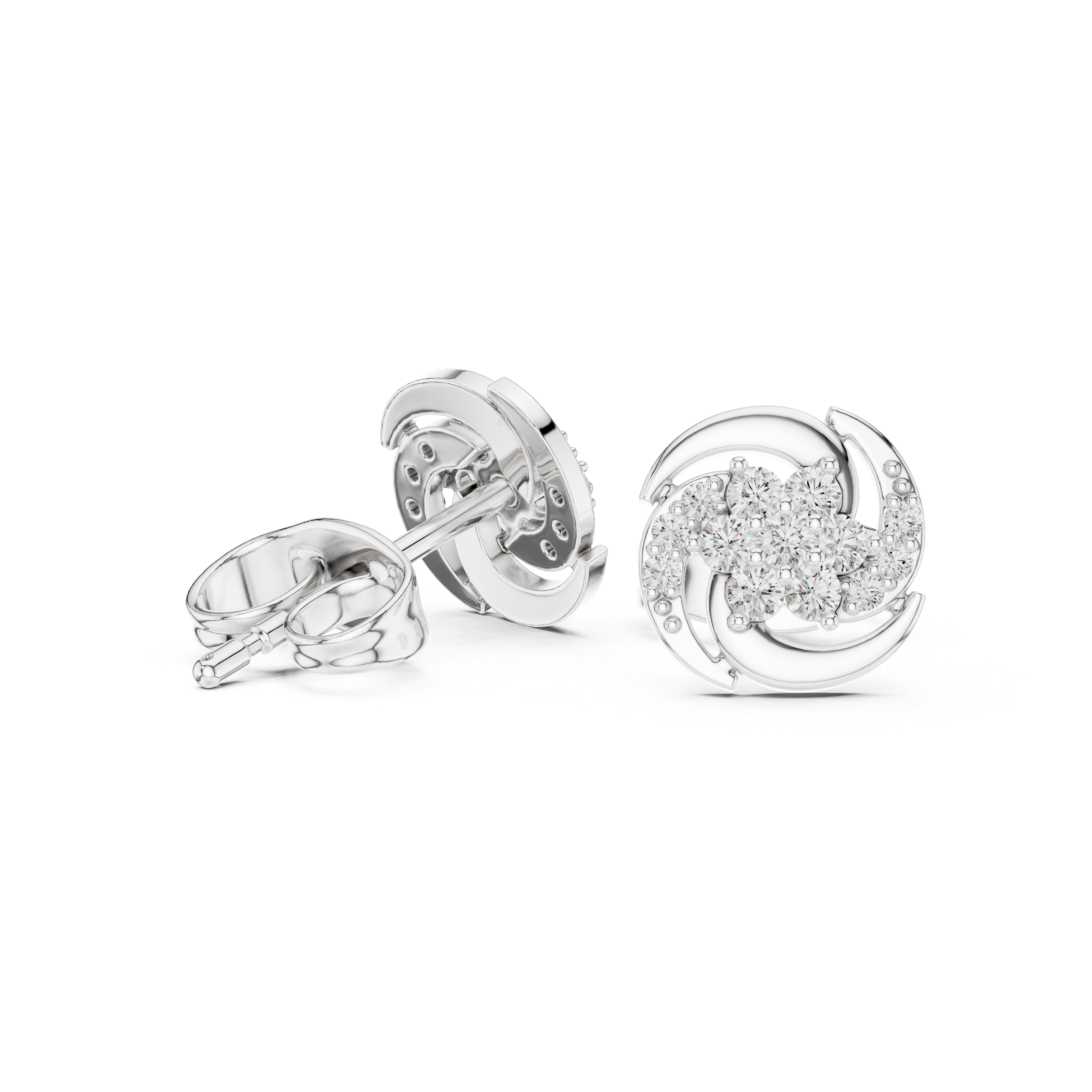Floral Cluster Diamond Stud Earrings