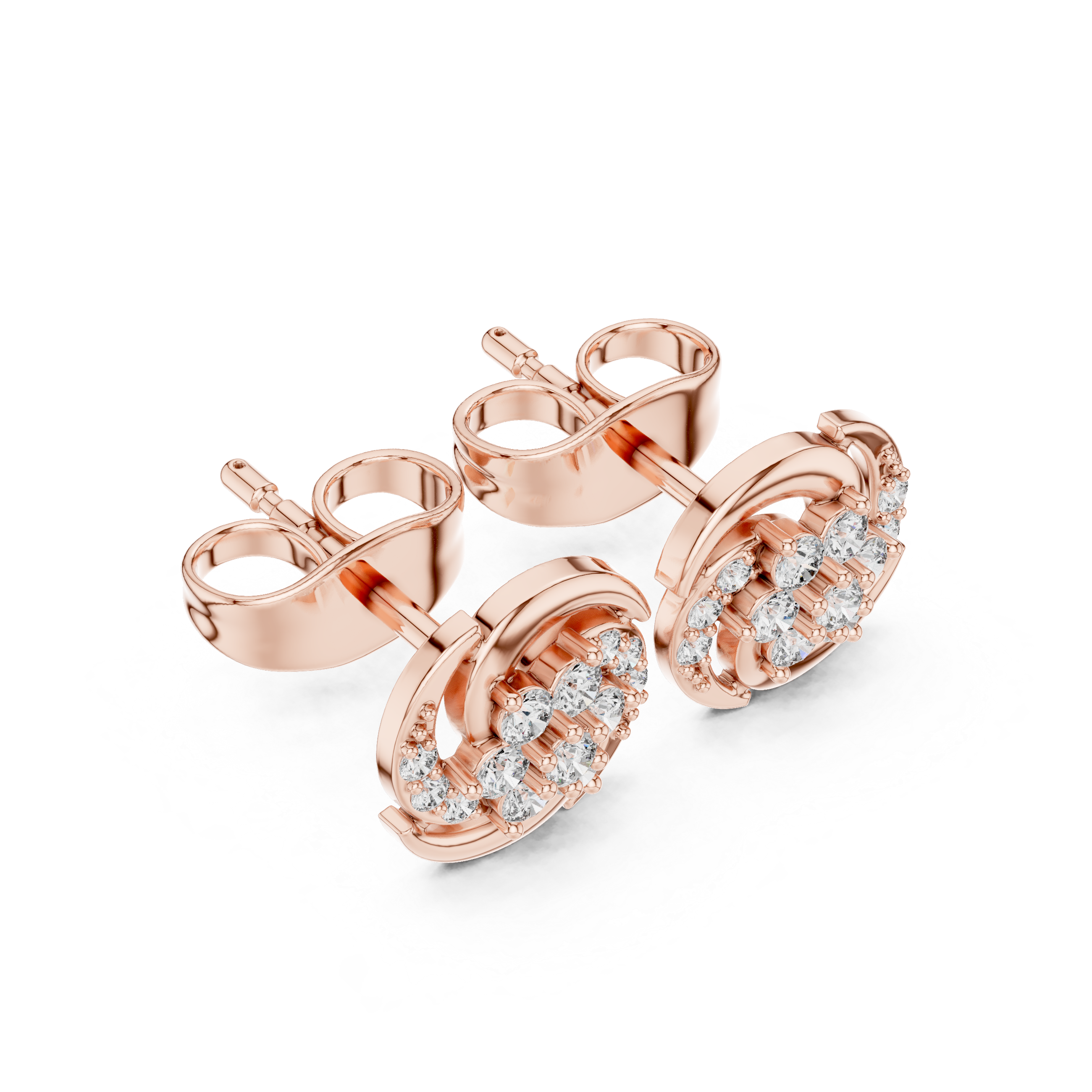 Floral Cluster Diamond Stud Earrings