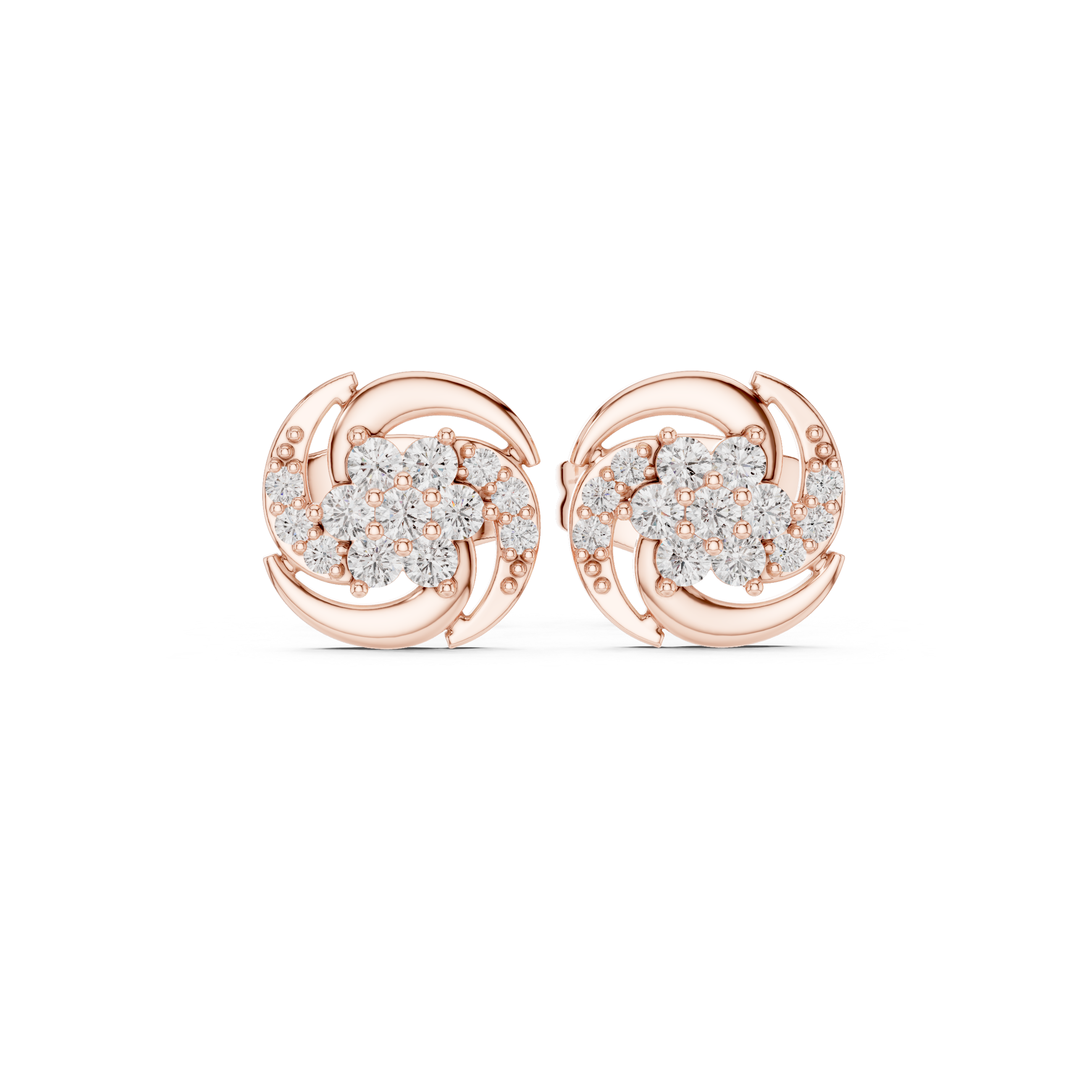 Floral Cluster Diamond Stud Earrings