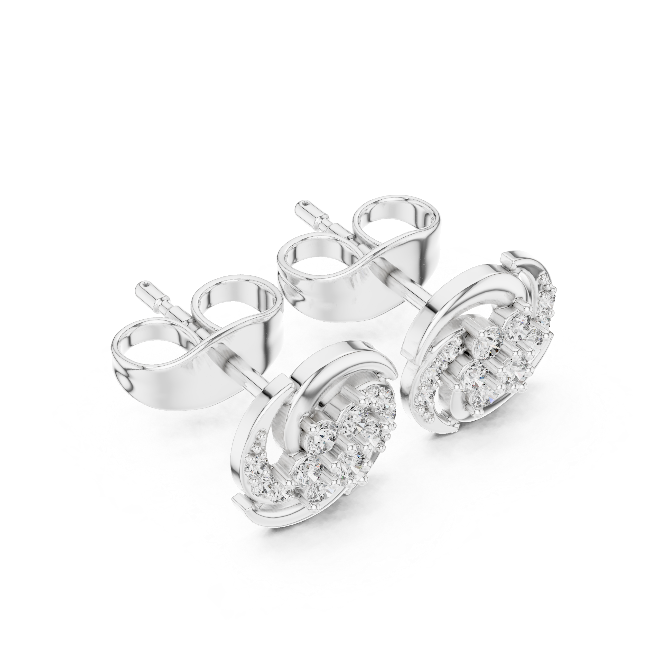 Floral Cluster Diamond Stud Earrings