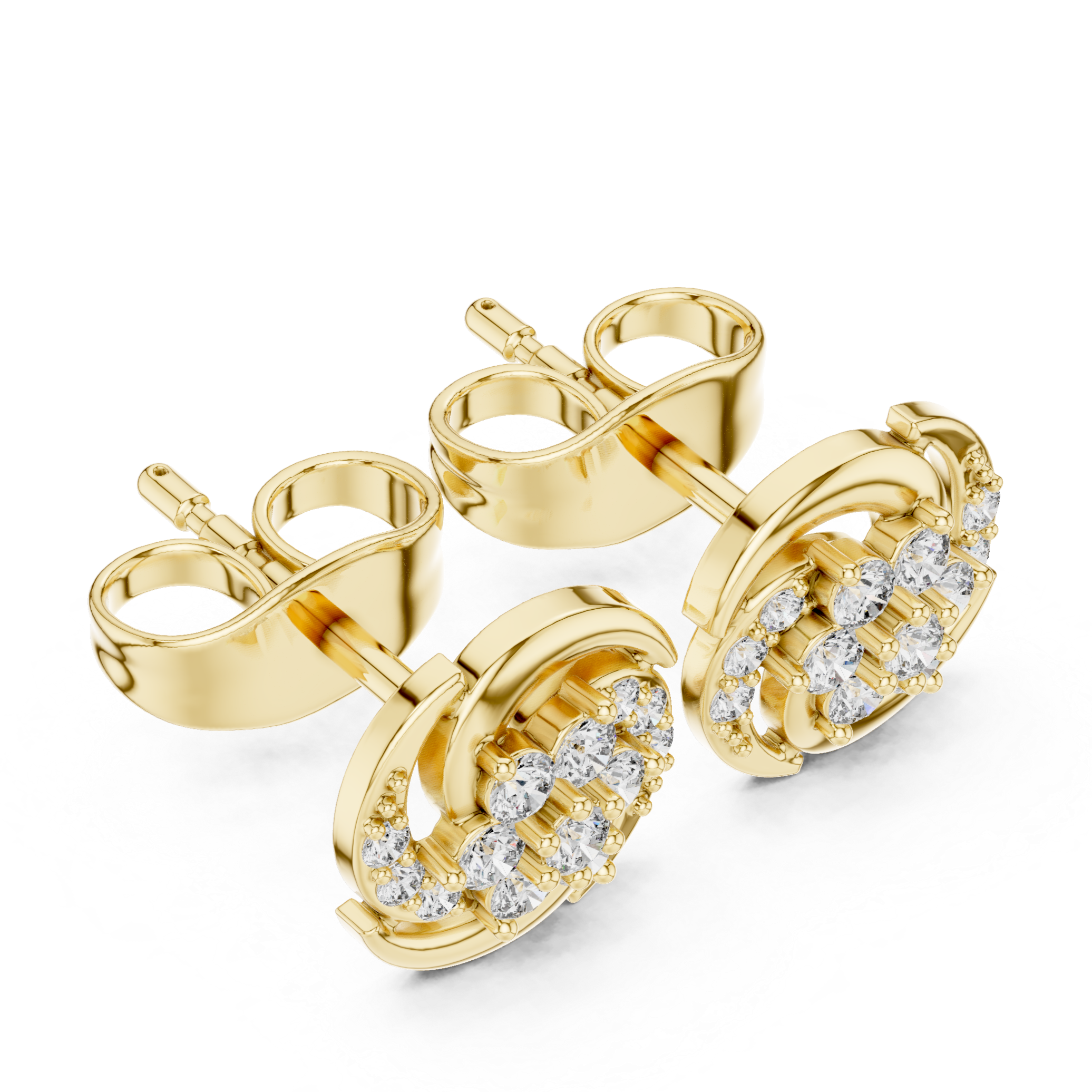 Floral Cluster Diamond Stud Earrings