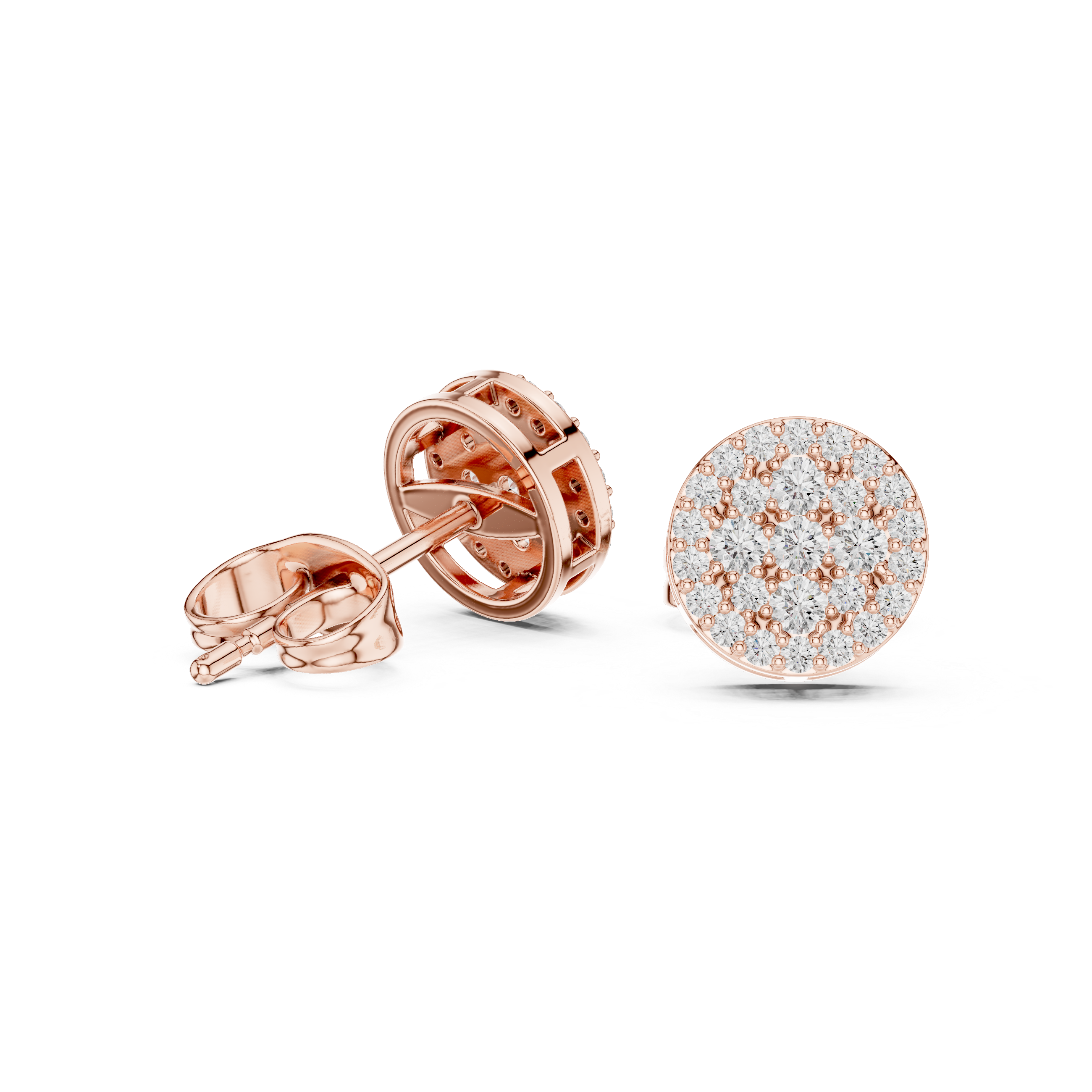 Round Cluster Diamond Stud Earrings