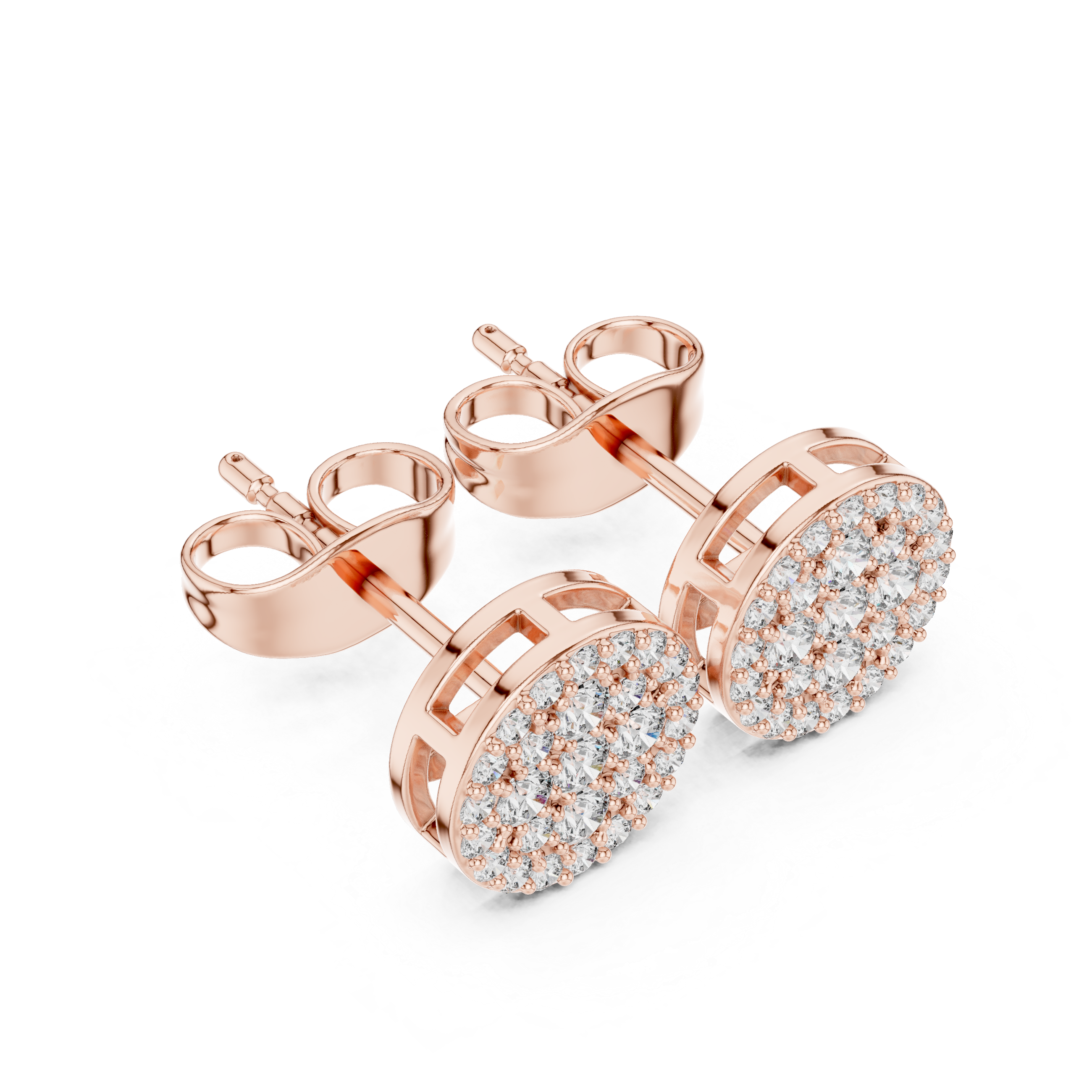 Round Cluster Diamond Stud Earrings