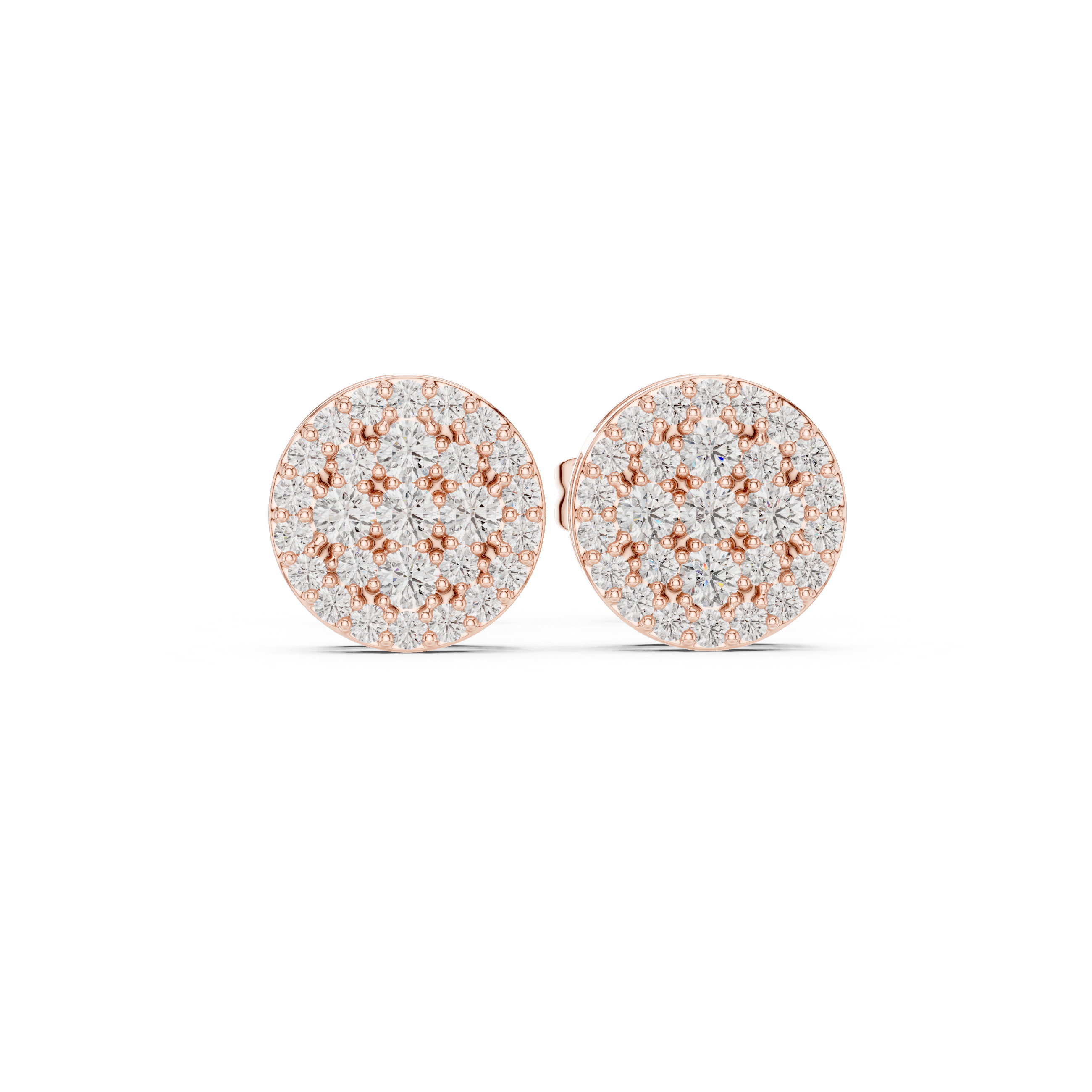 Round Cluster Diamond Stud Earrings