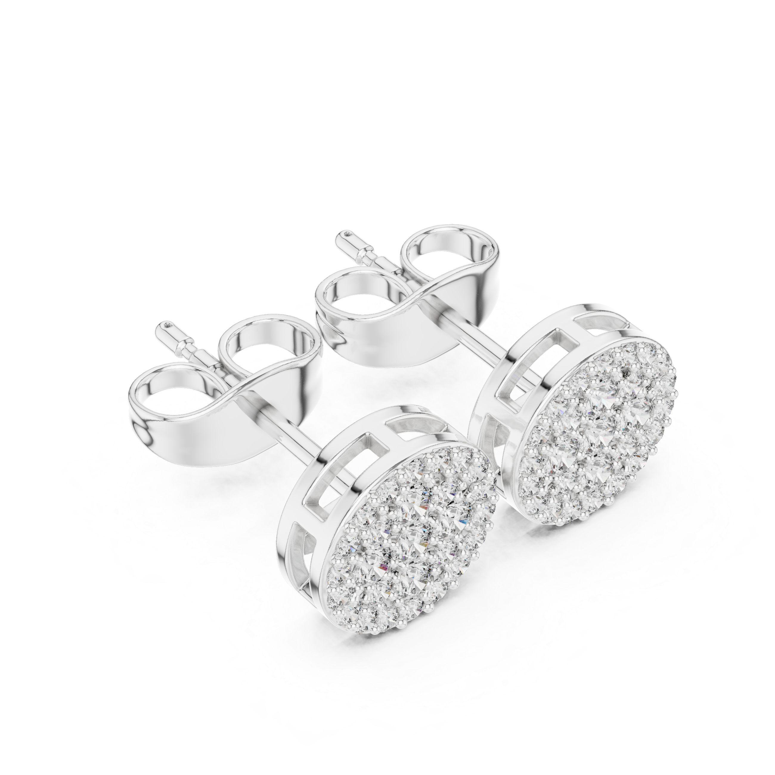 Round Cluster Diamond Stud Earrings