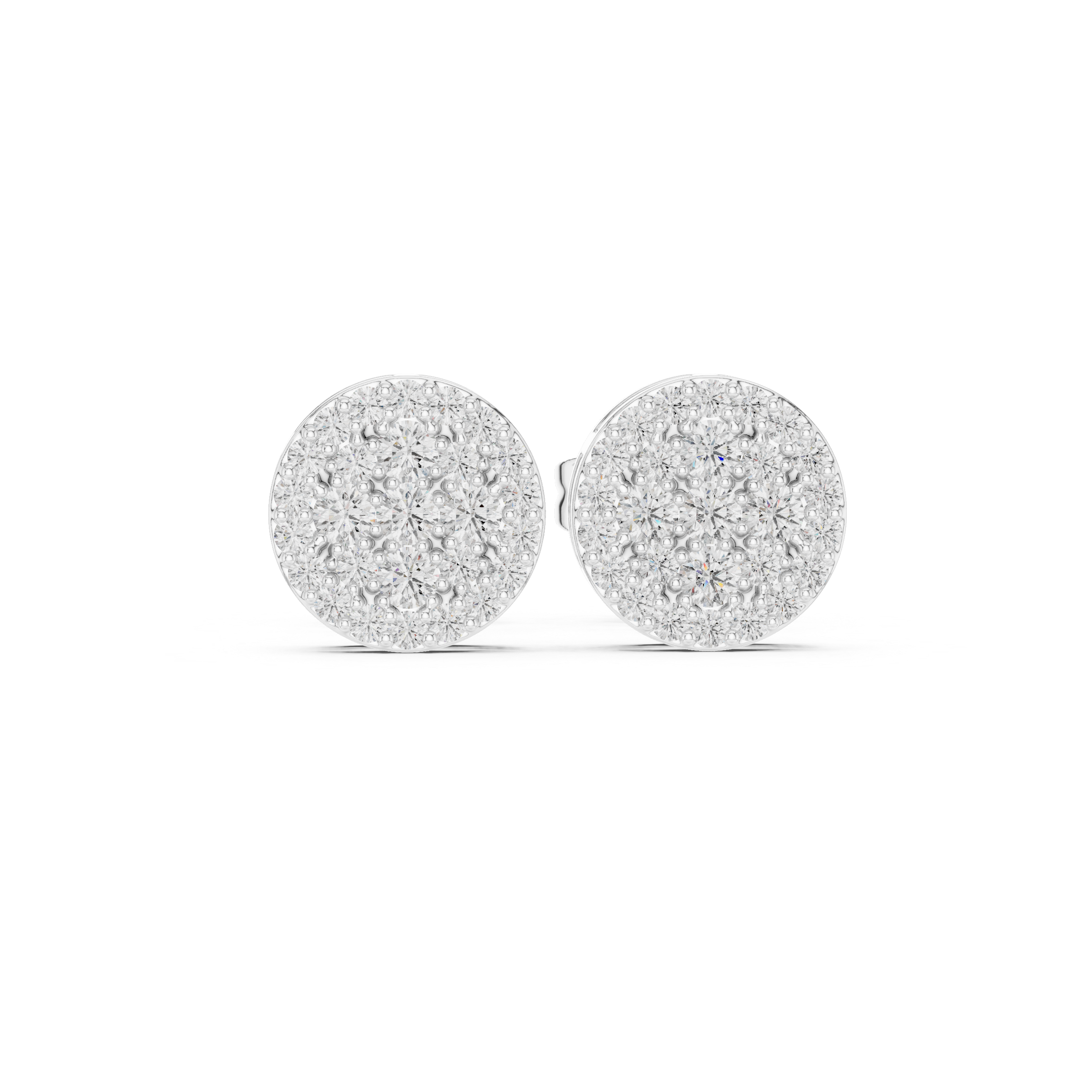Round Cluster Diamond Stud Earrings