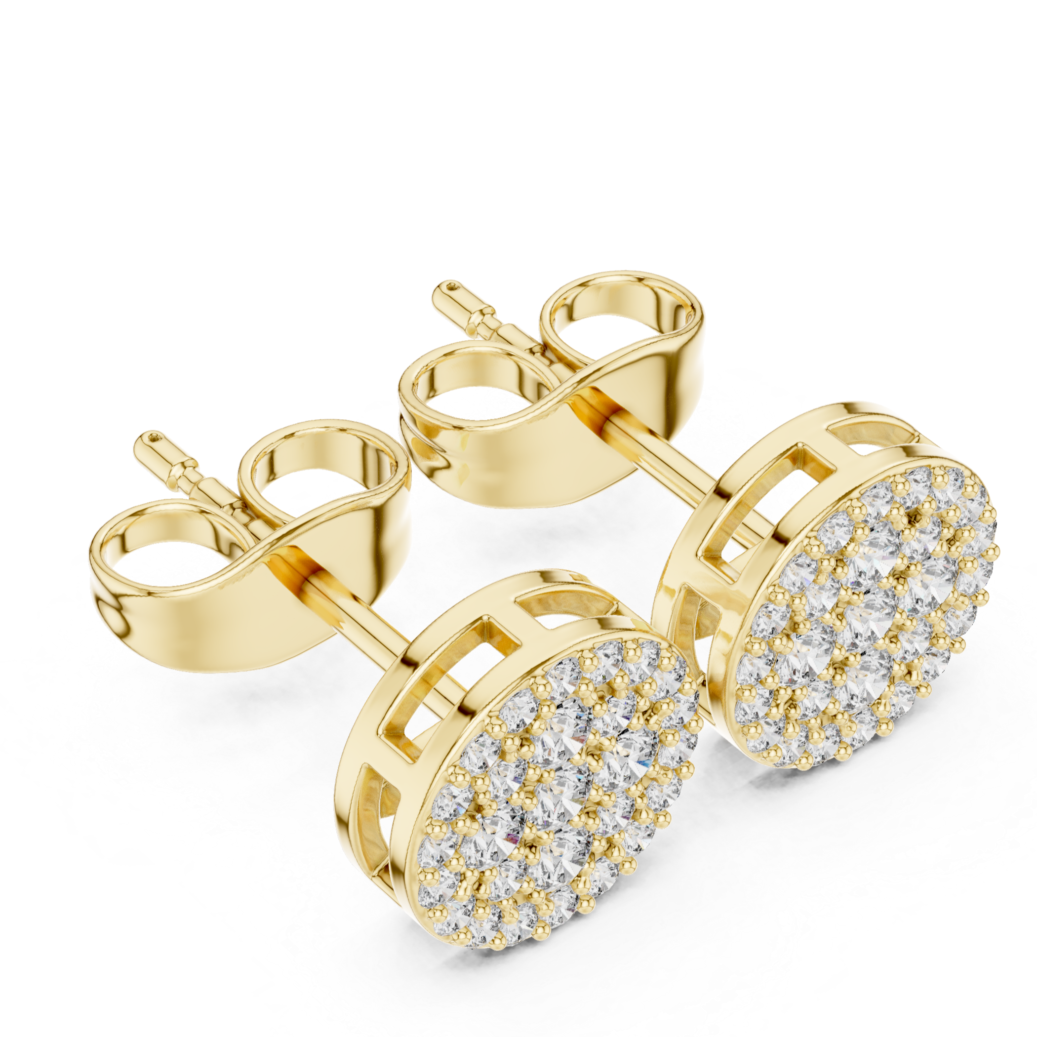 Round Cluster Diamond Stud Earrings