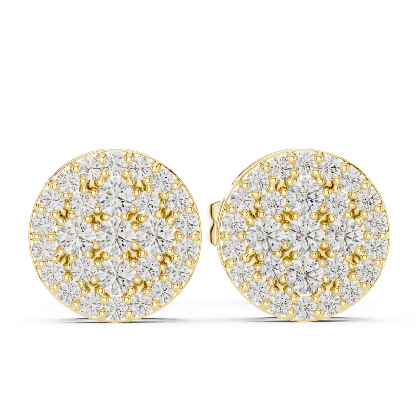 Round Cluster Diamond Stud Earrings