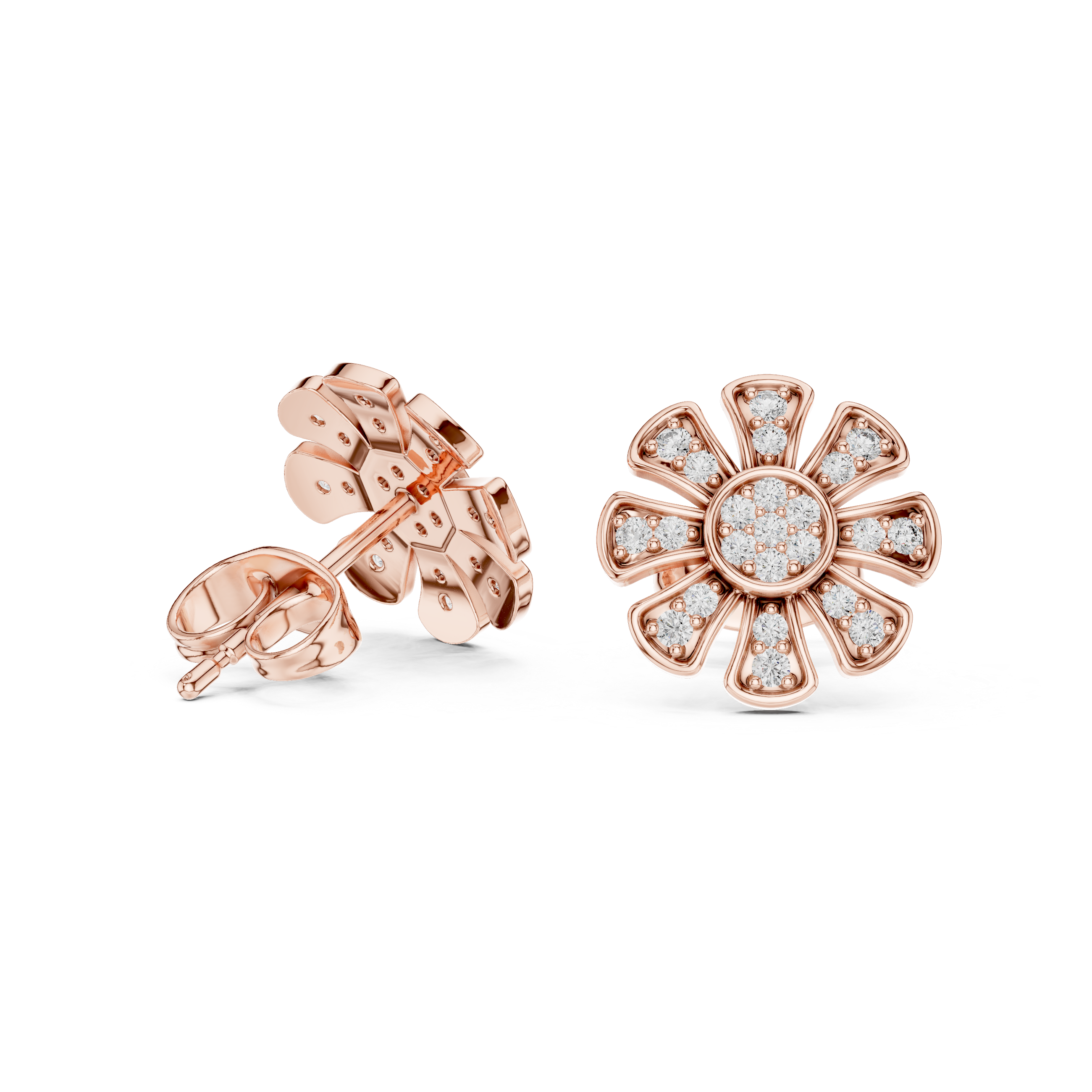 blossom earrings adorned with sparkling diamonds