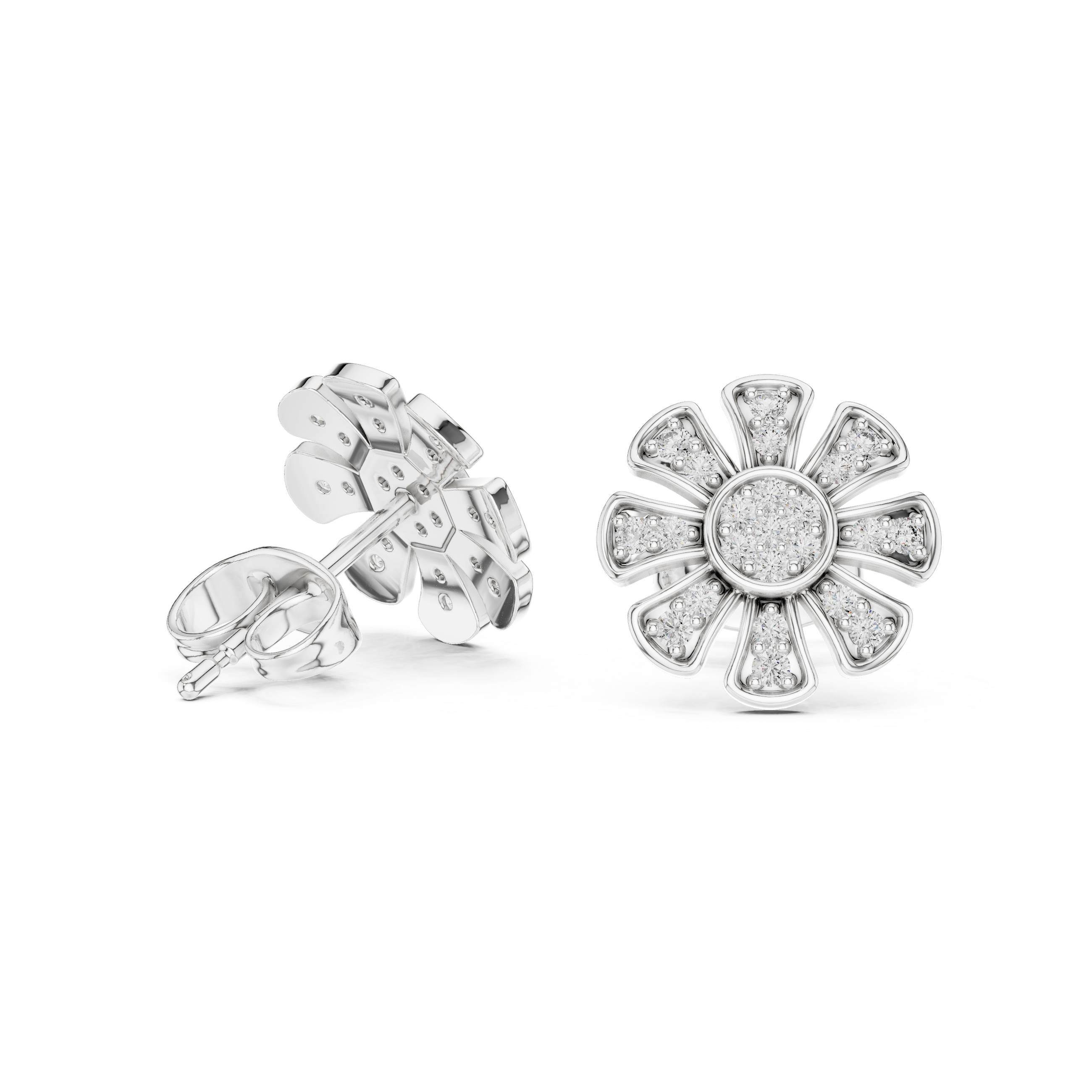 blossom earrings adorned with sparkling diamonds