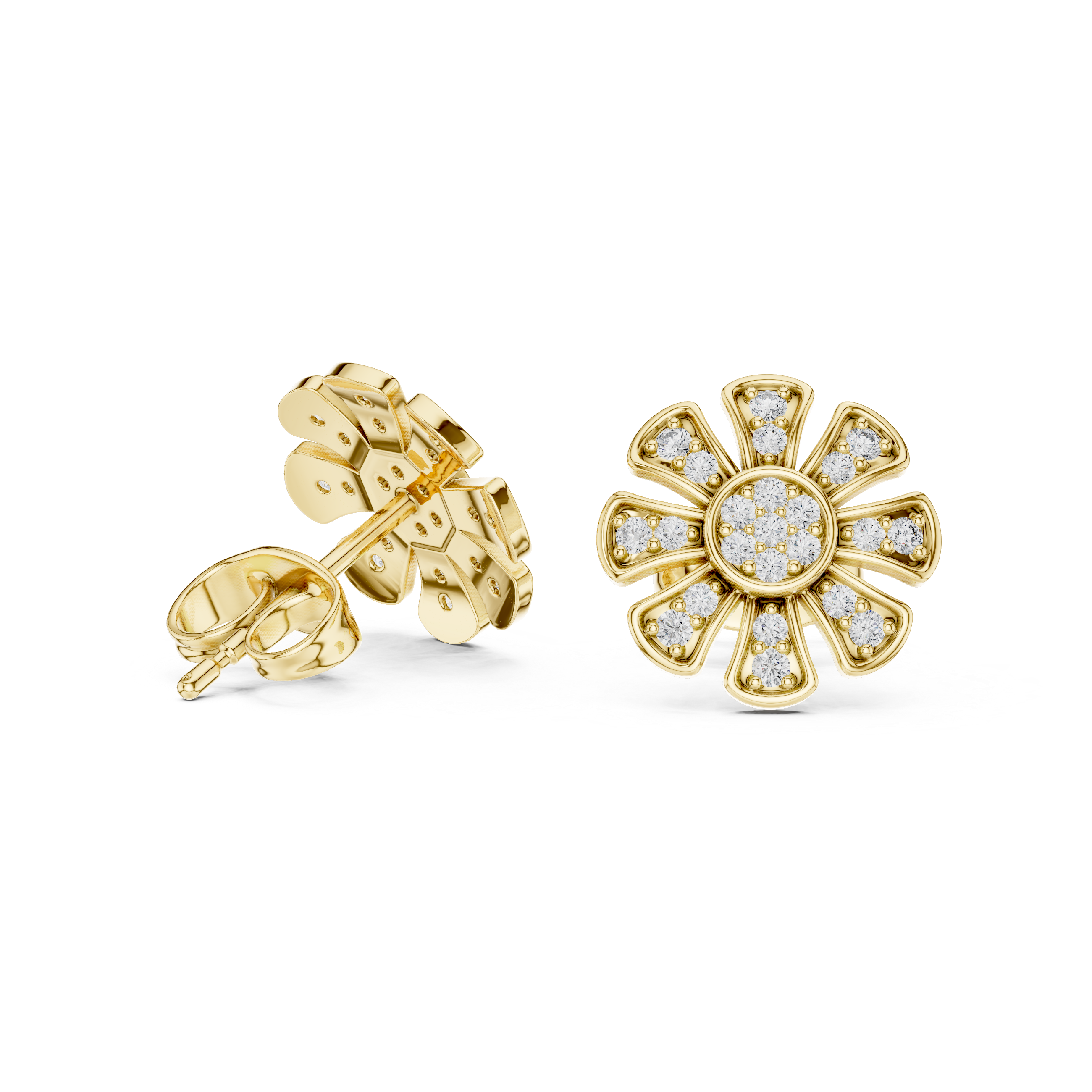 blossom earrings adorned with sparkling diamonds