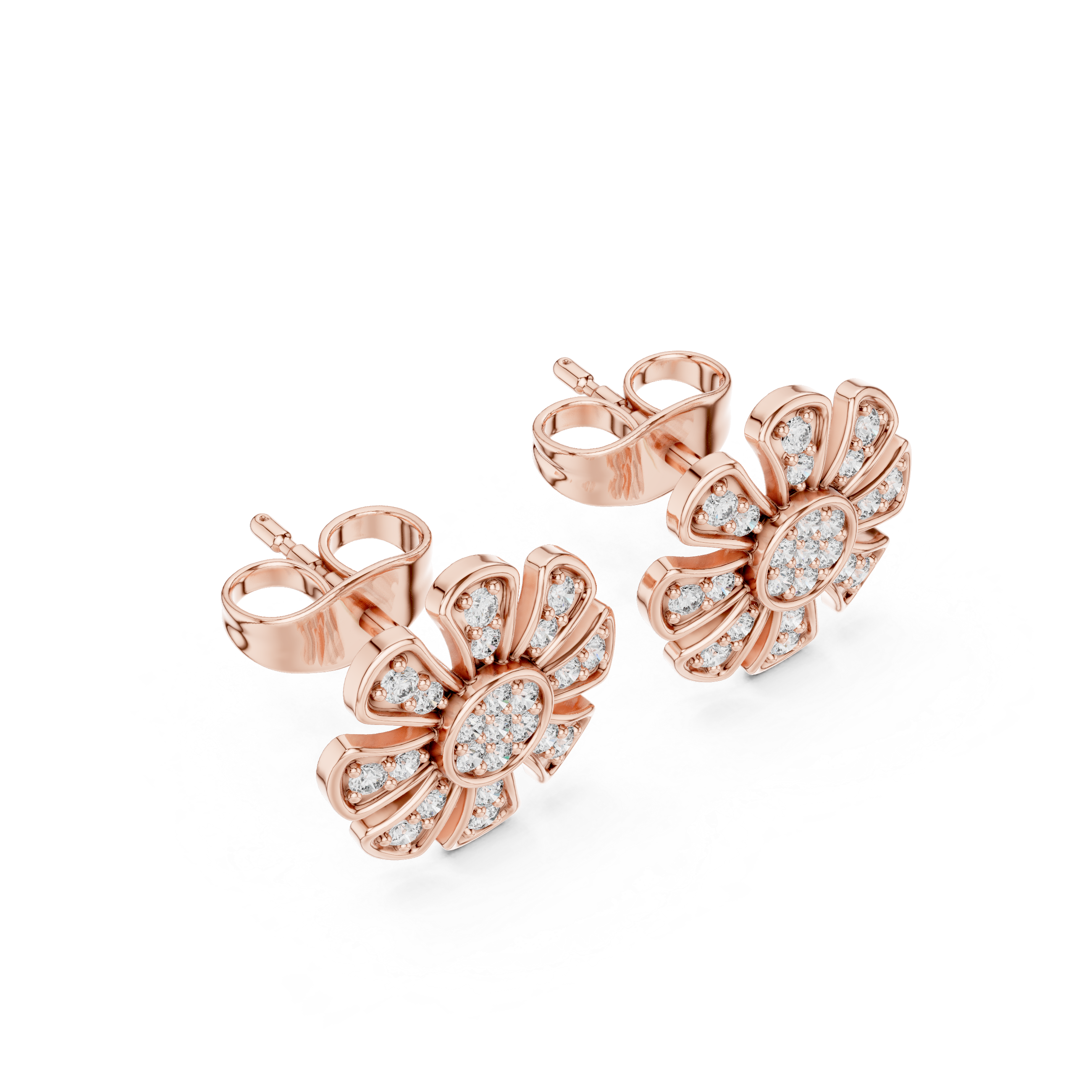 blossom earrings adorned with sparkling diamonds