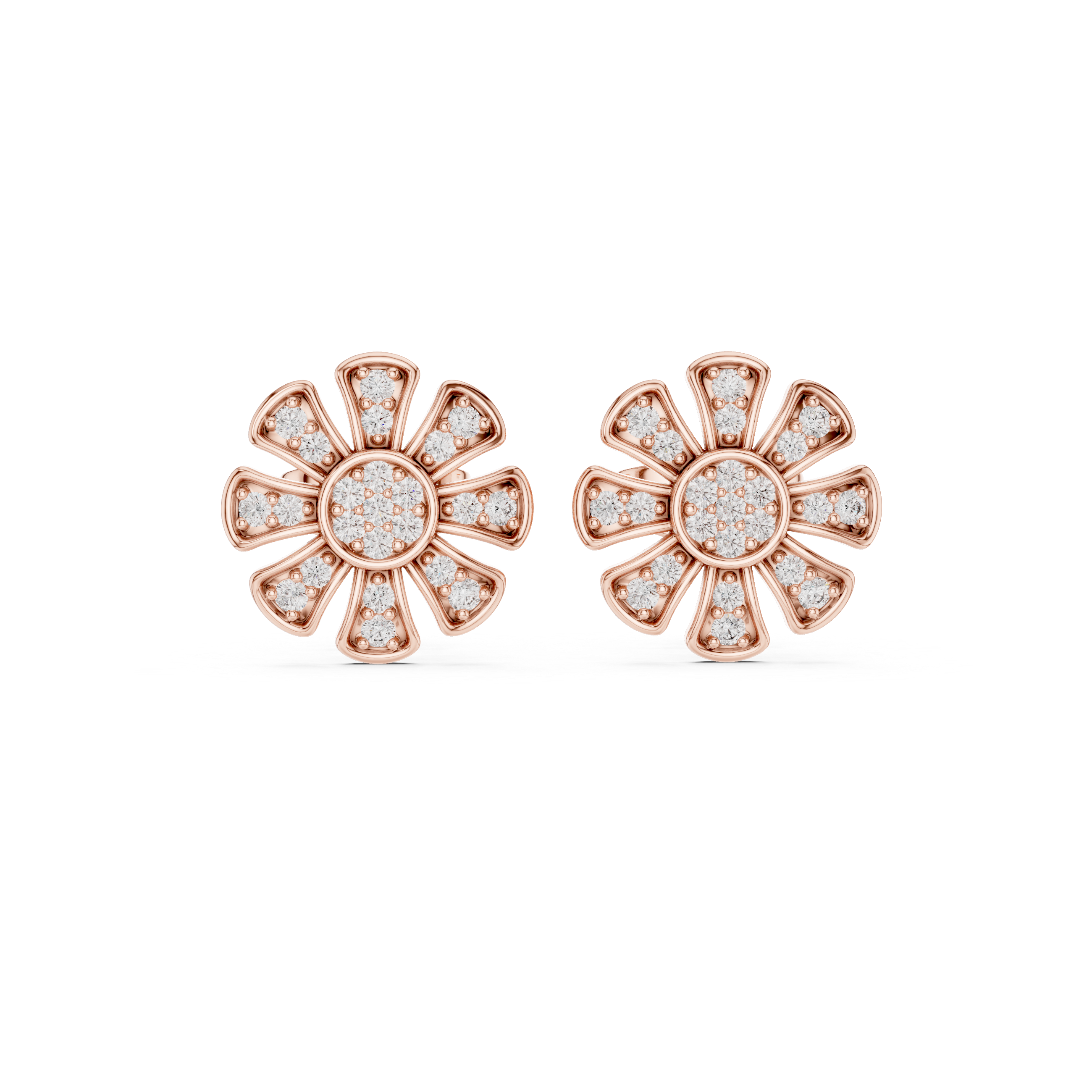 blossom earrings adorned with sparkling diamonds
