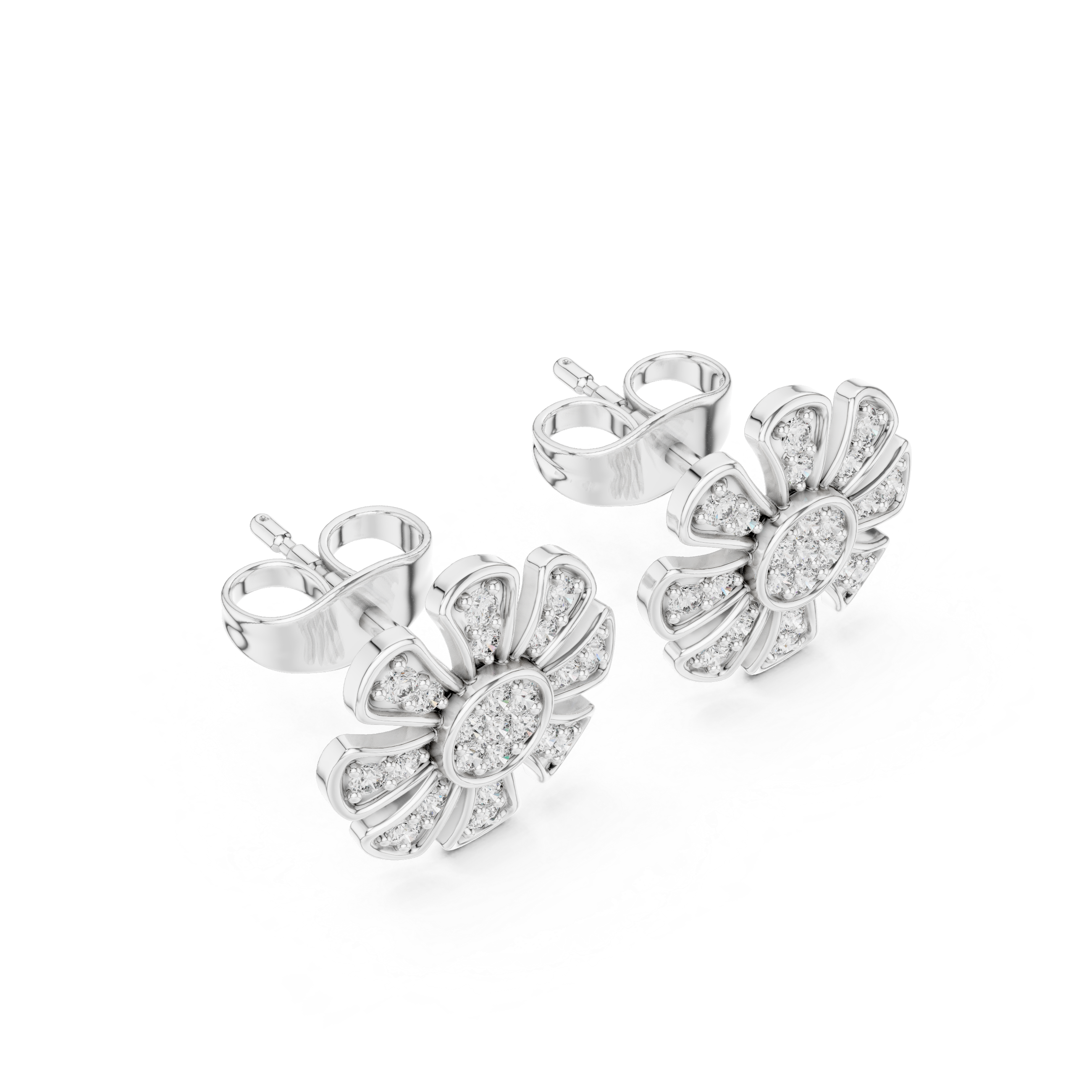 blossom earrings adorned with sparkling diamonds