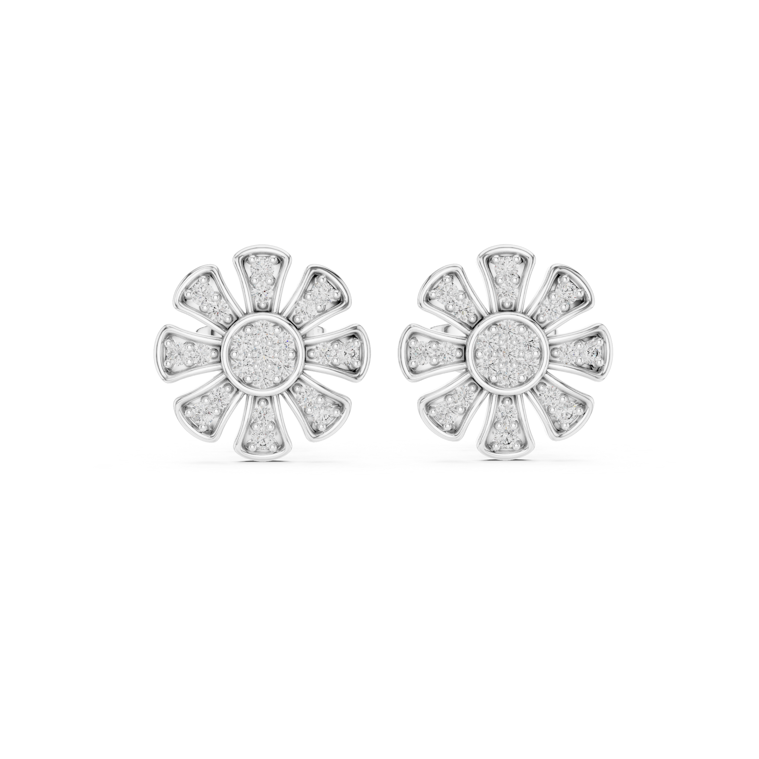 blossom earrings adorned with sparkling diamonds