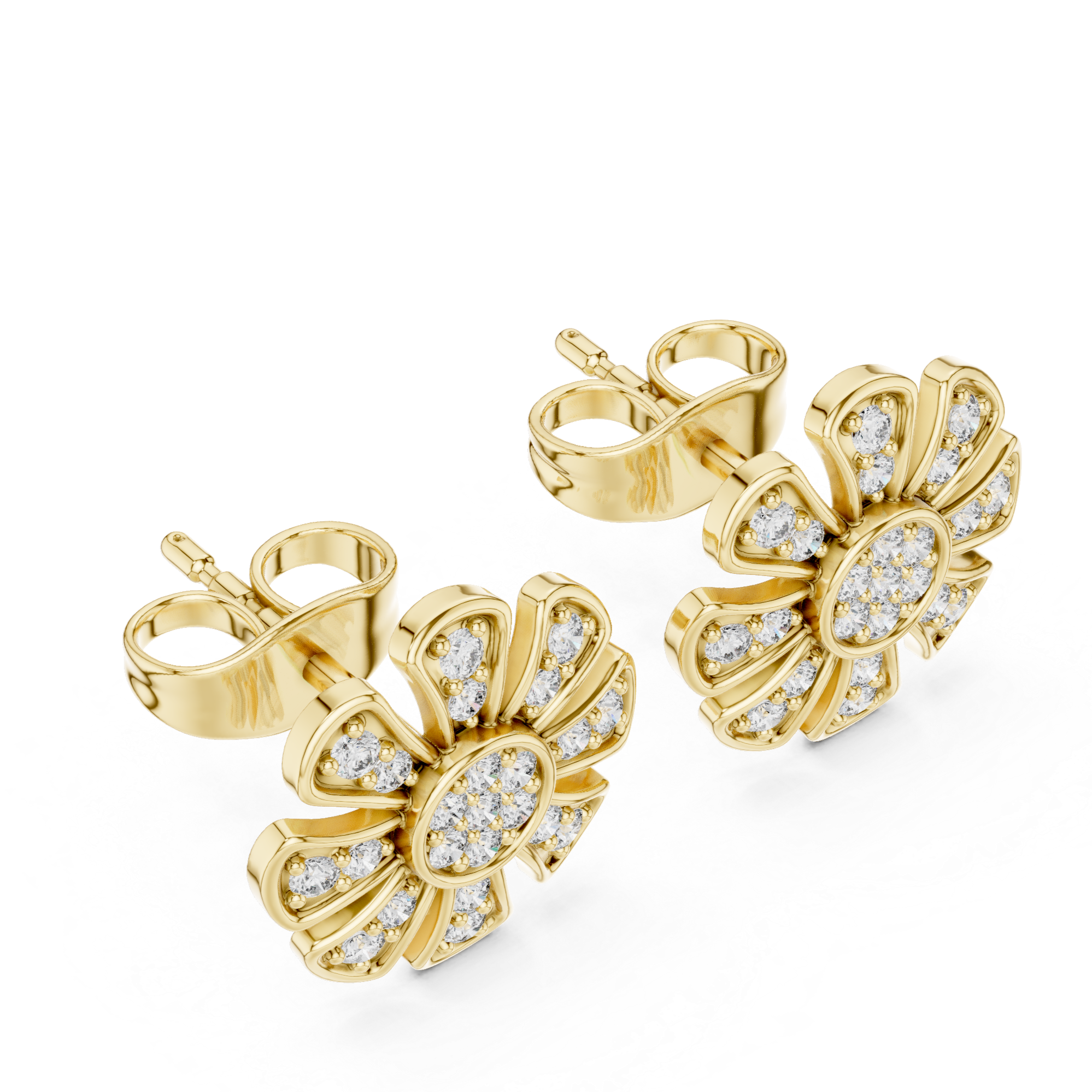 blossom earrings adorned with sparkling diamonds