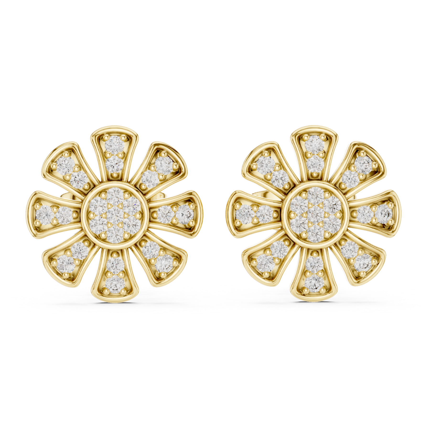 blossom earrings adorned with sparkling diamonds