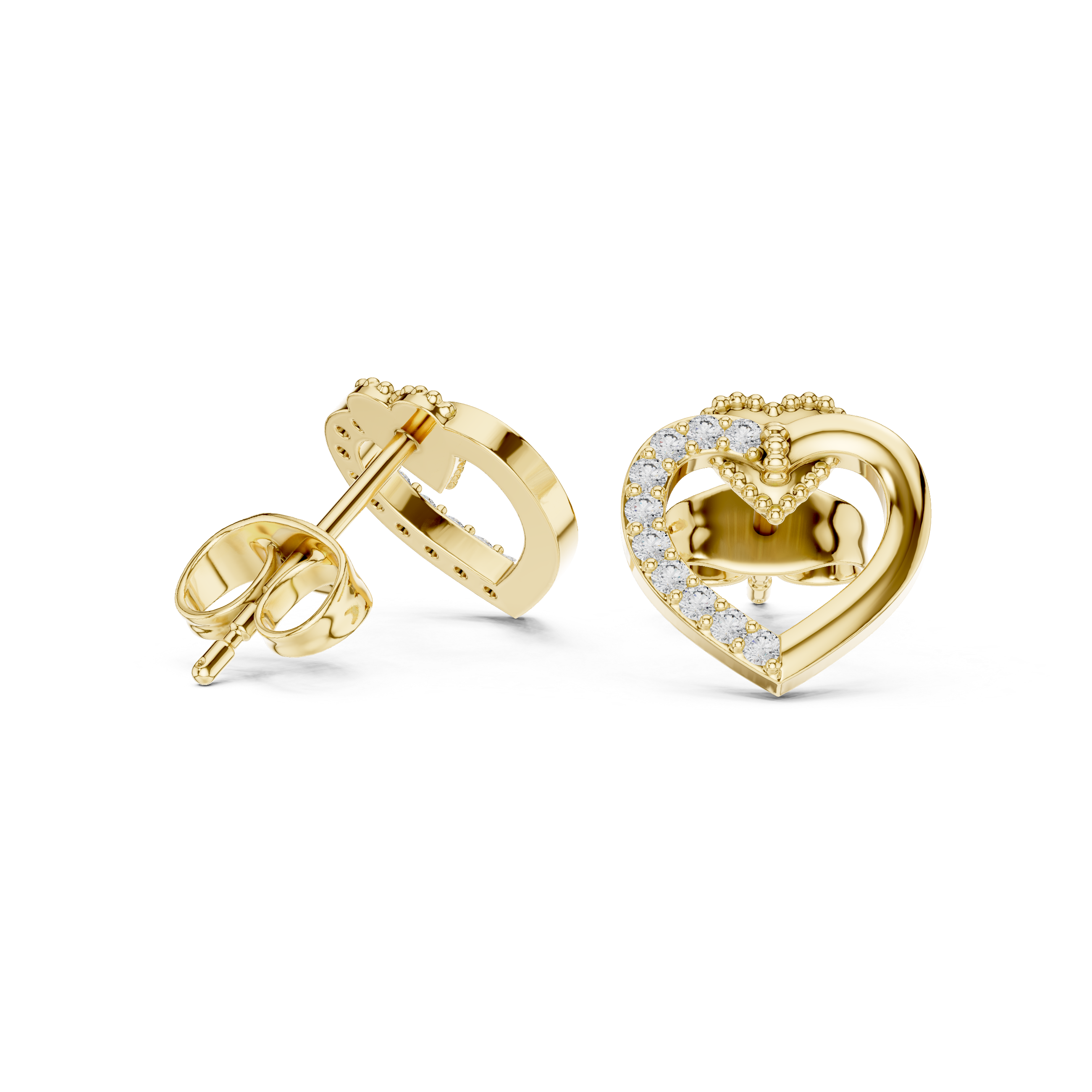 heart-shaped diamond stud earrings