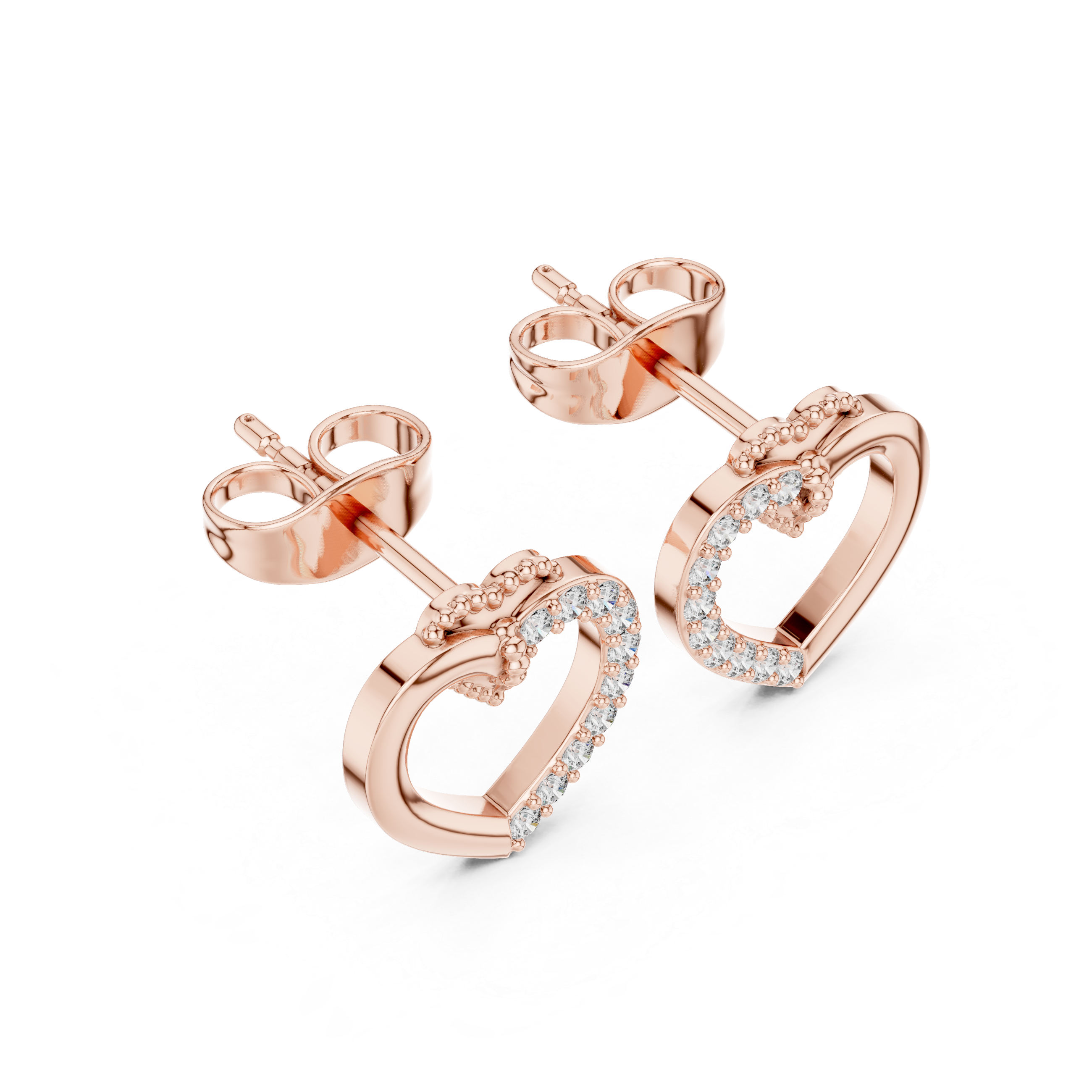 heart-shaped diamond stud earrings