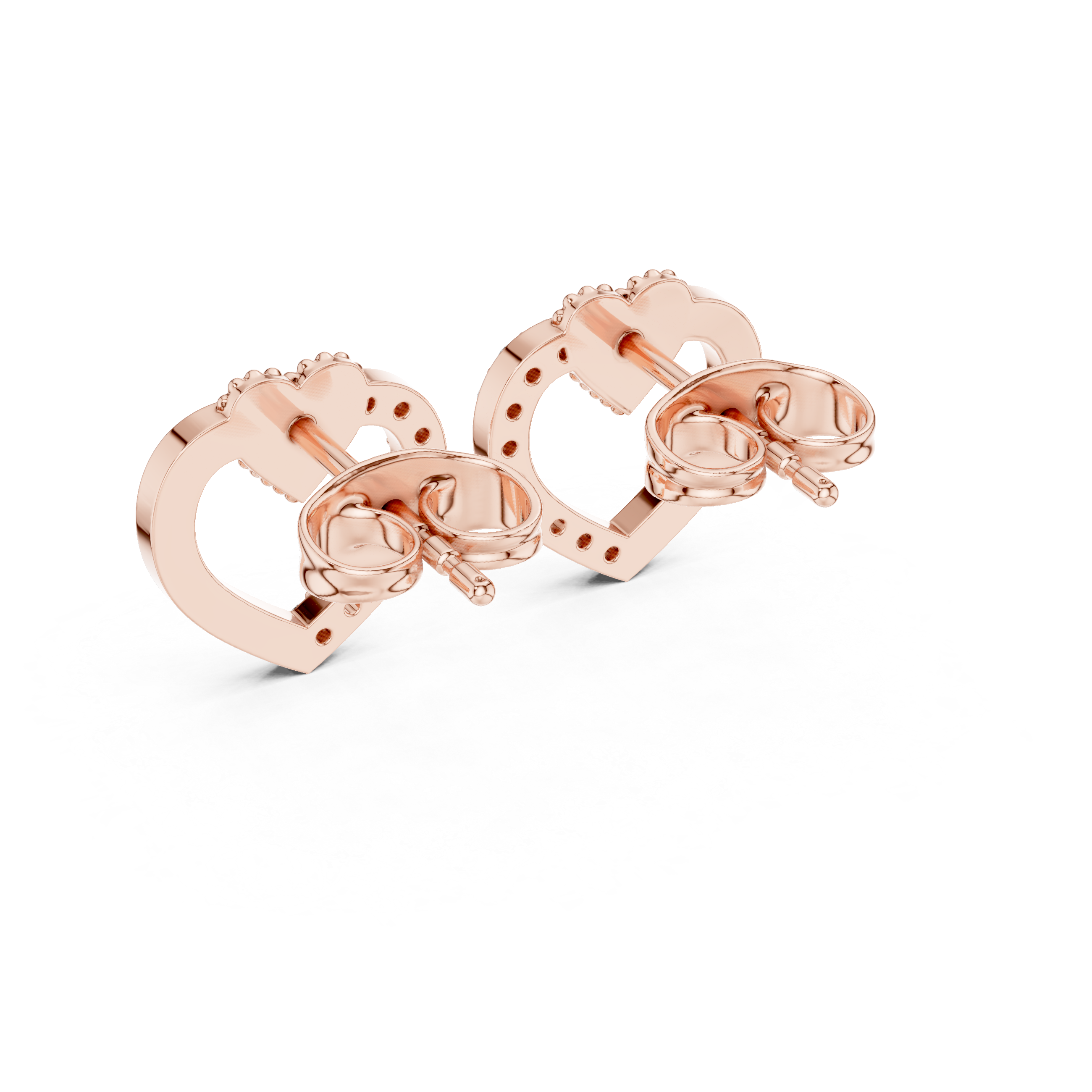heart-shaped diamond stud earrings