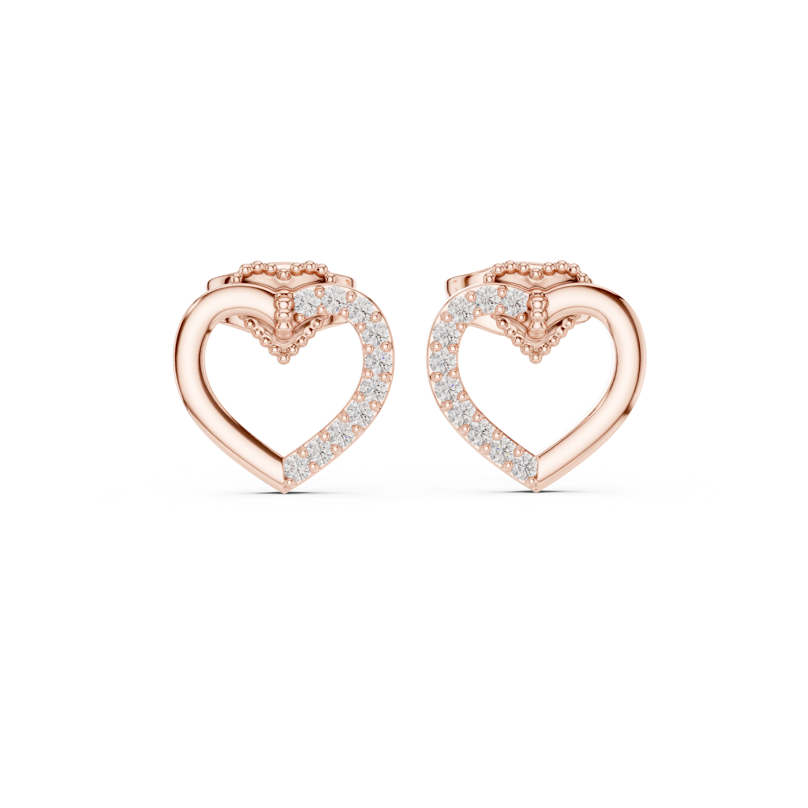 heart-shaped diamond stud earrings