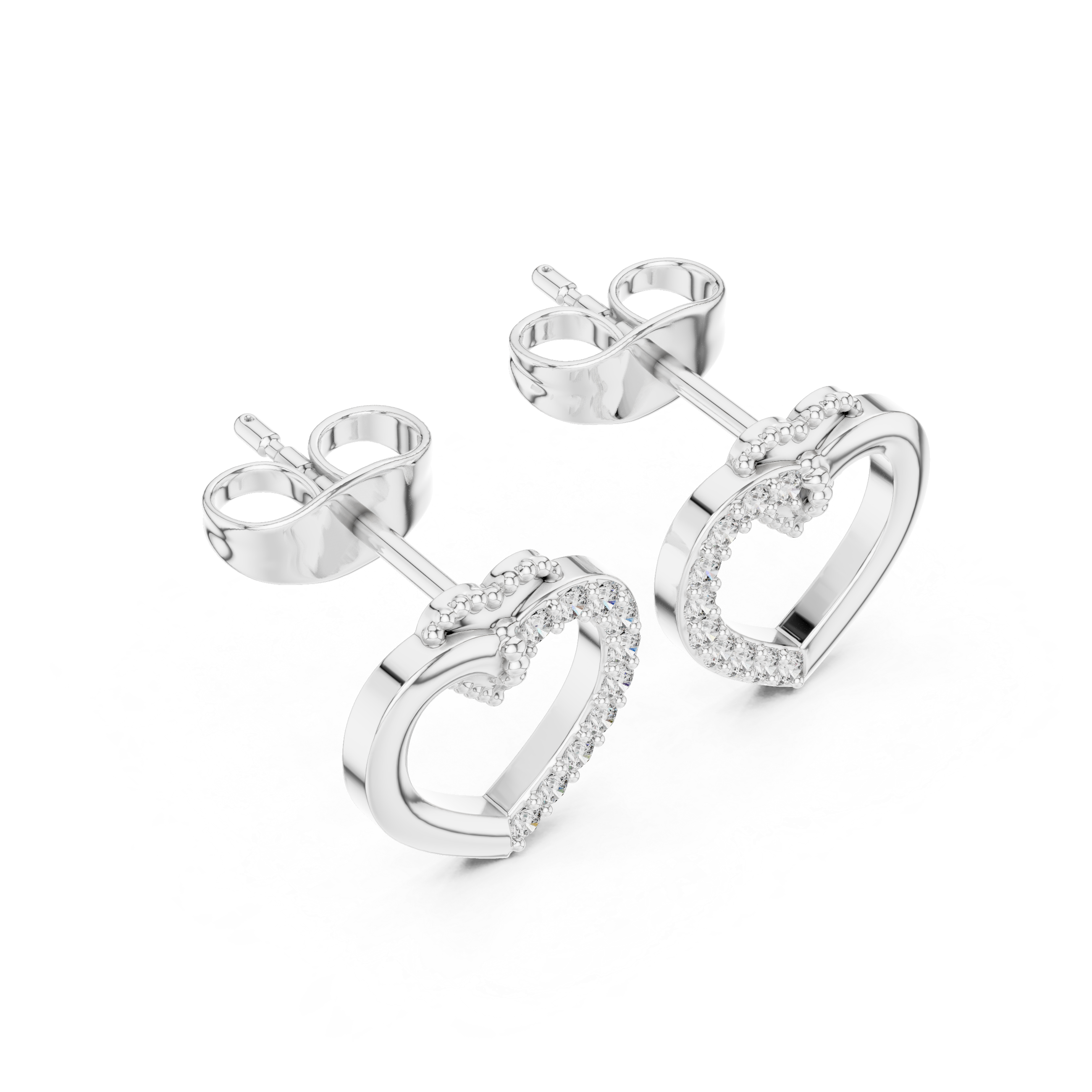 heart-shaped diamond stud earrings