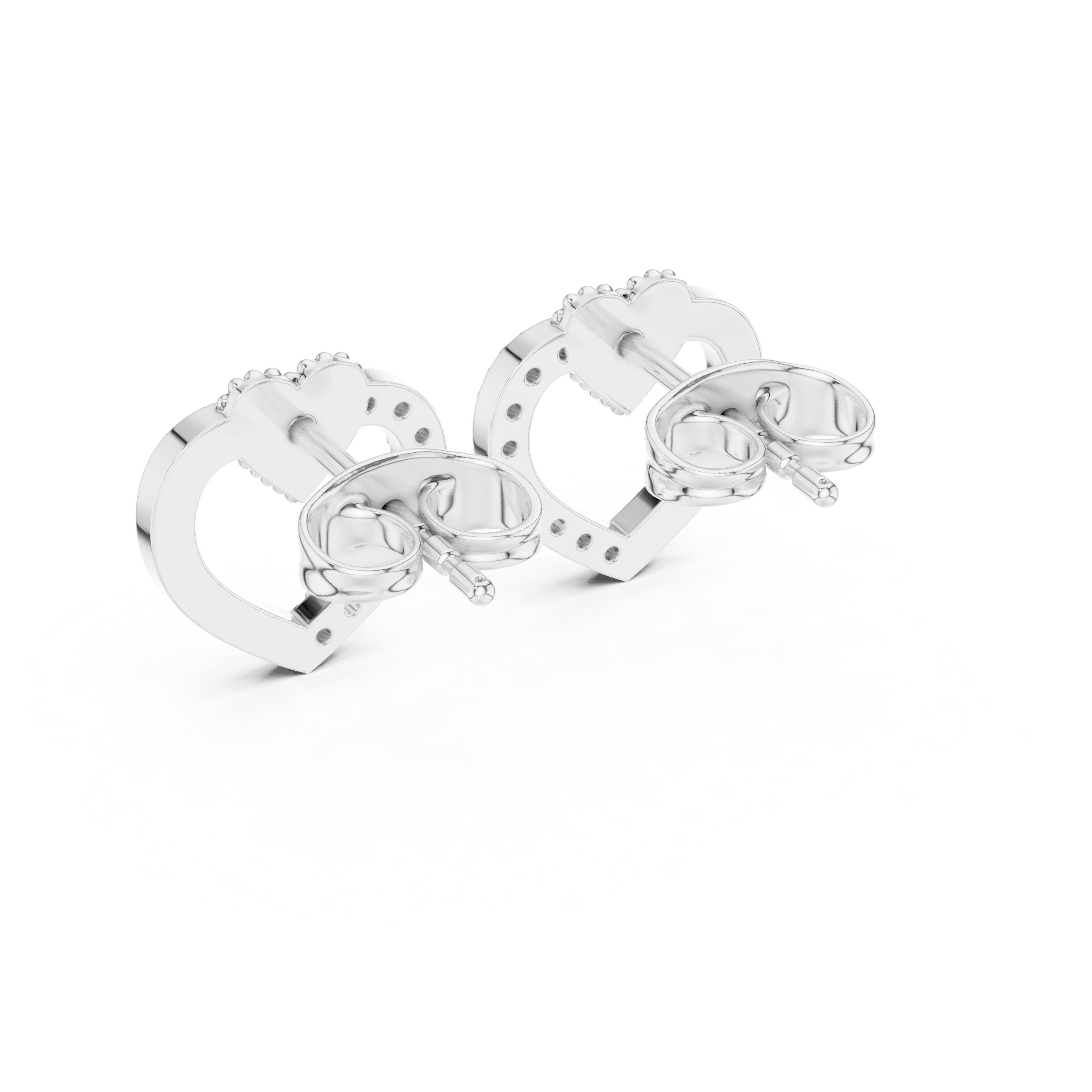 heart-shaped diamond stud earrings