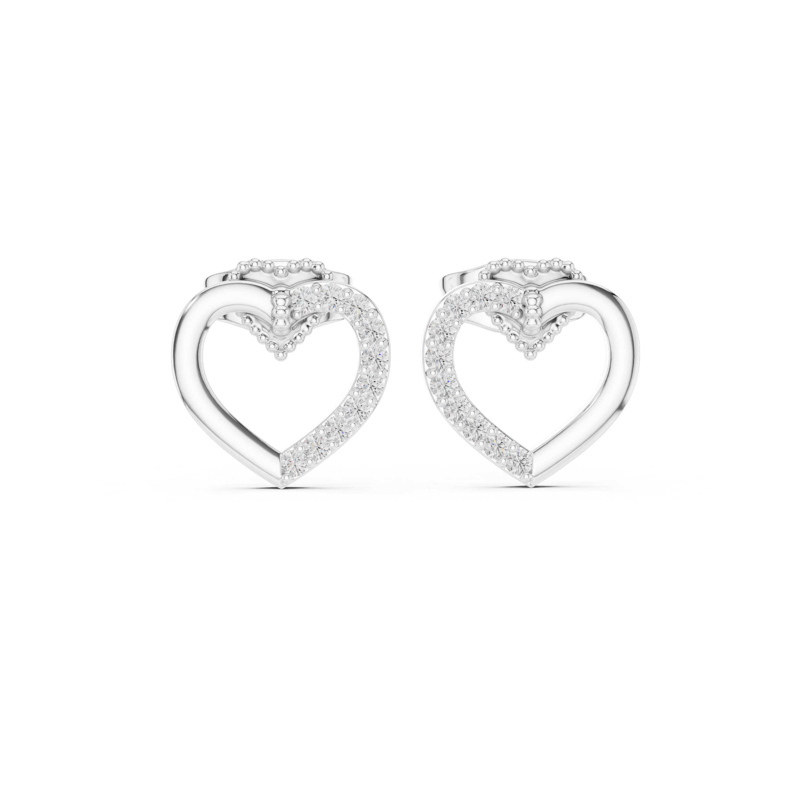 heart-shaped diamond stud earrings