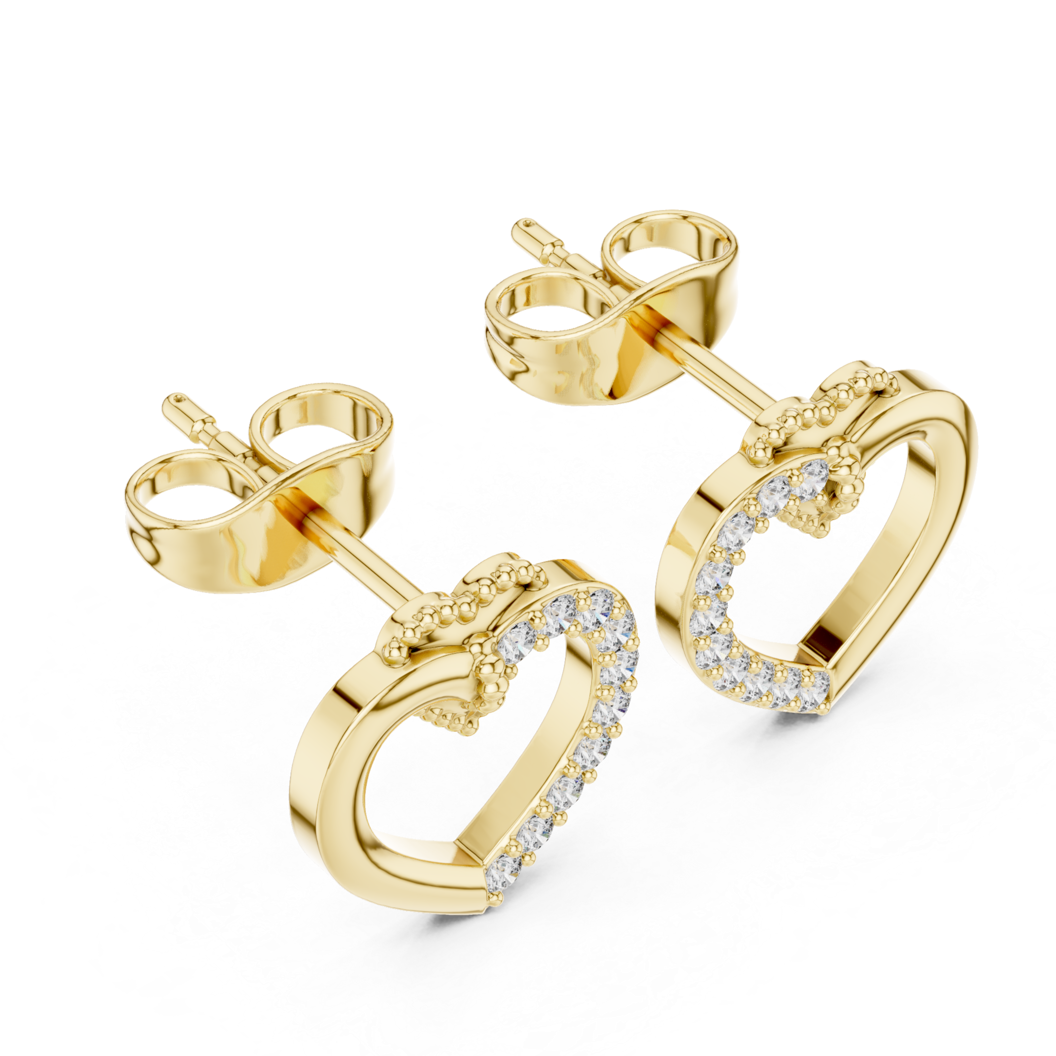 heart-shaped diamond stud earrings