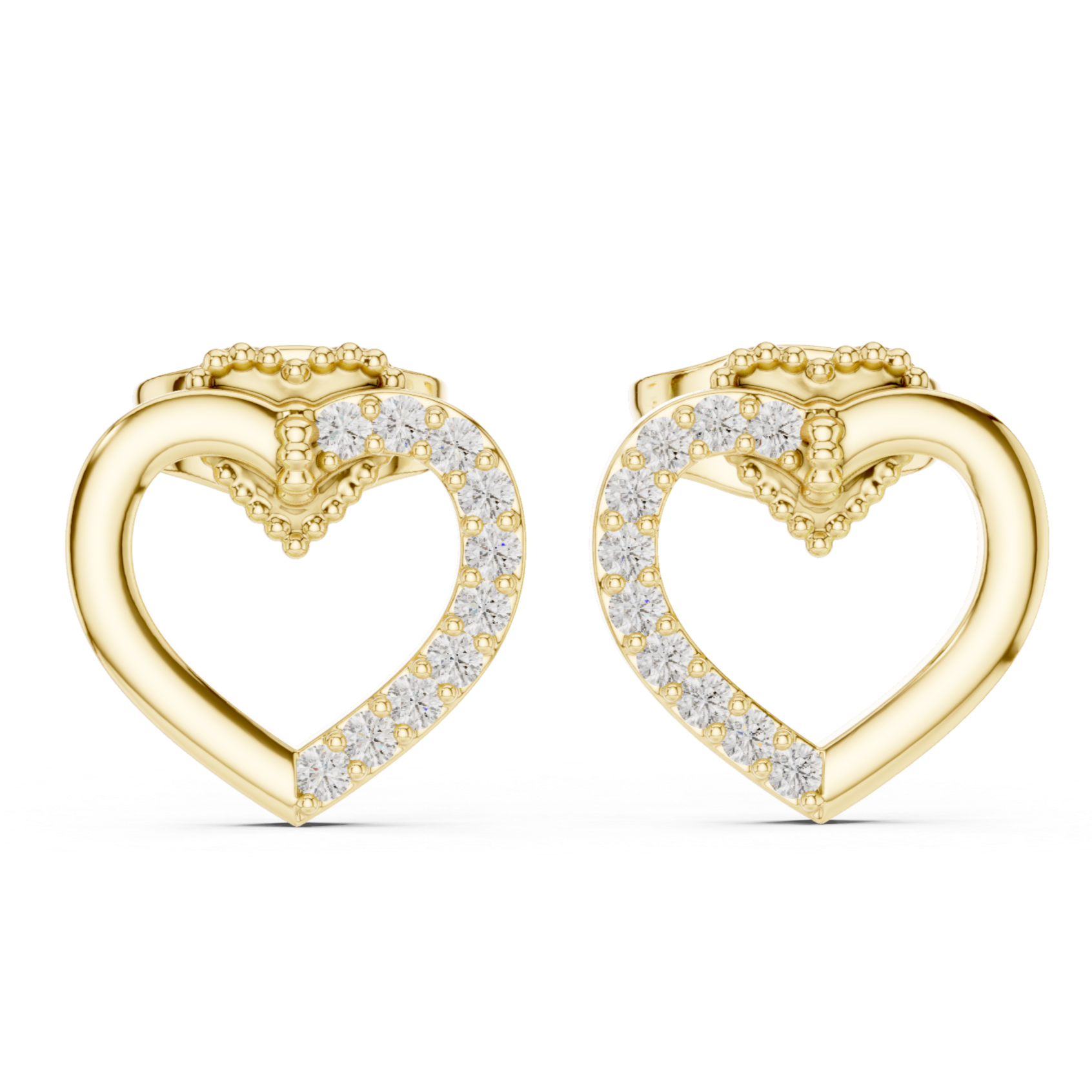 heart-shaped diamond stud earrings