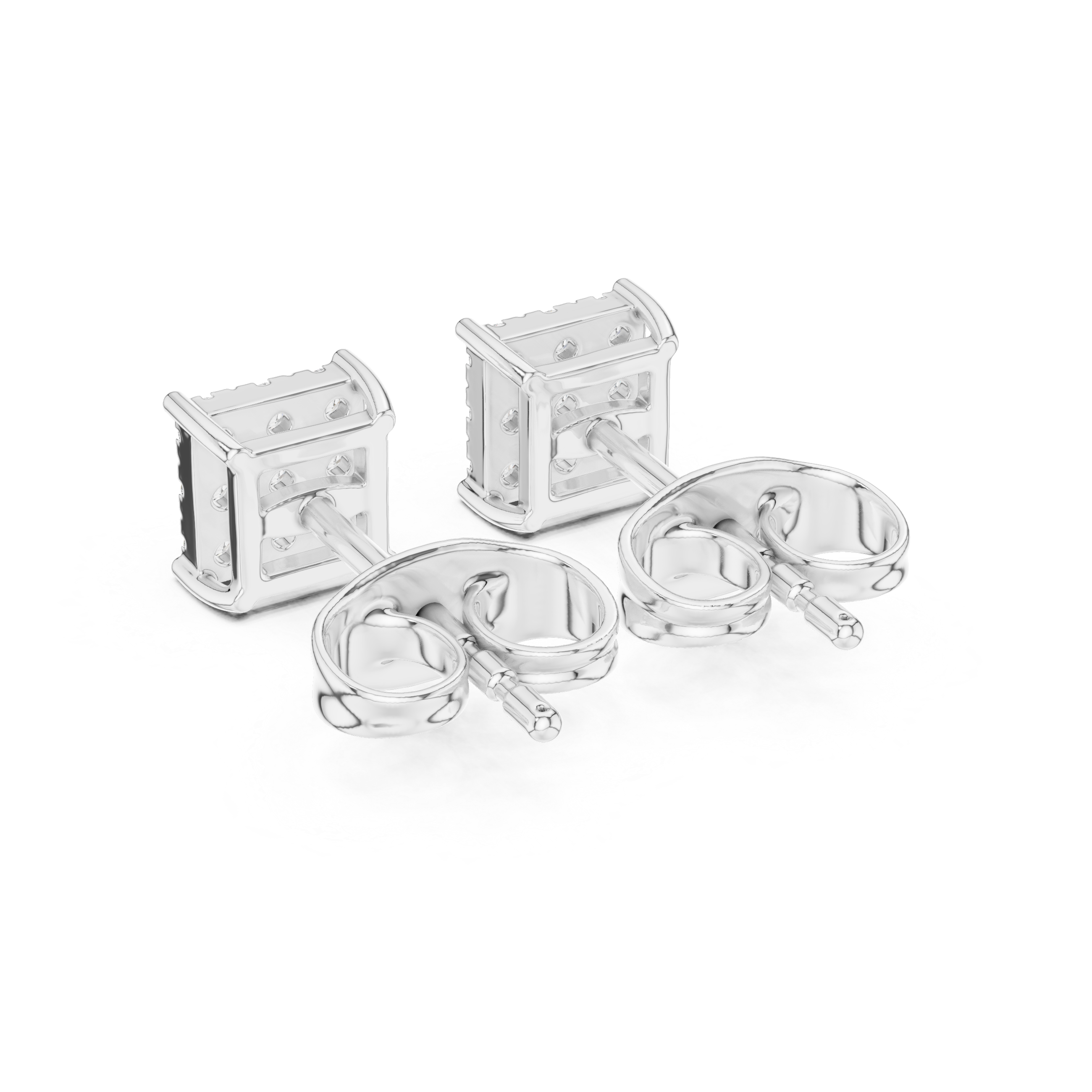 square cluster diamond stud earrings