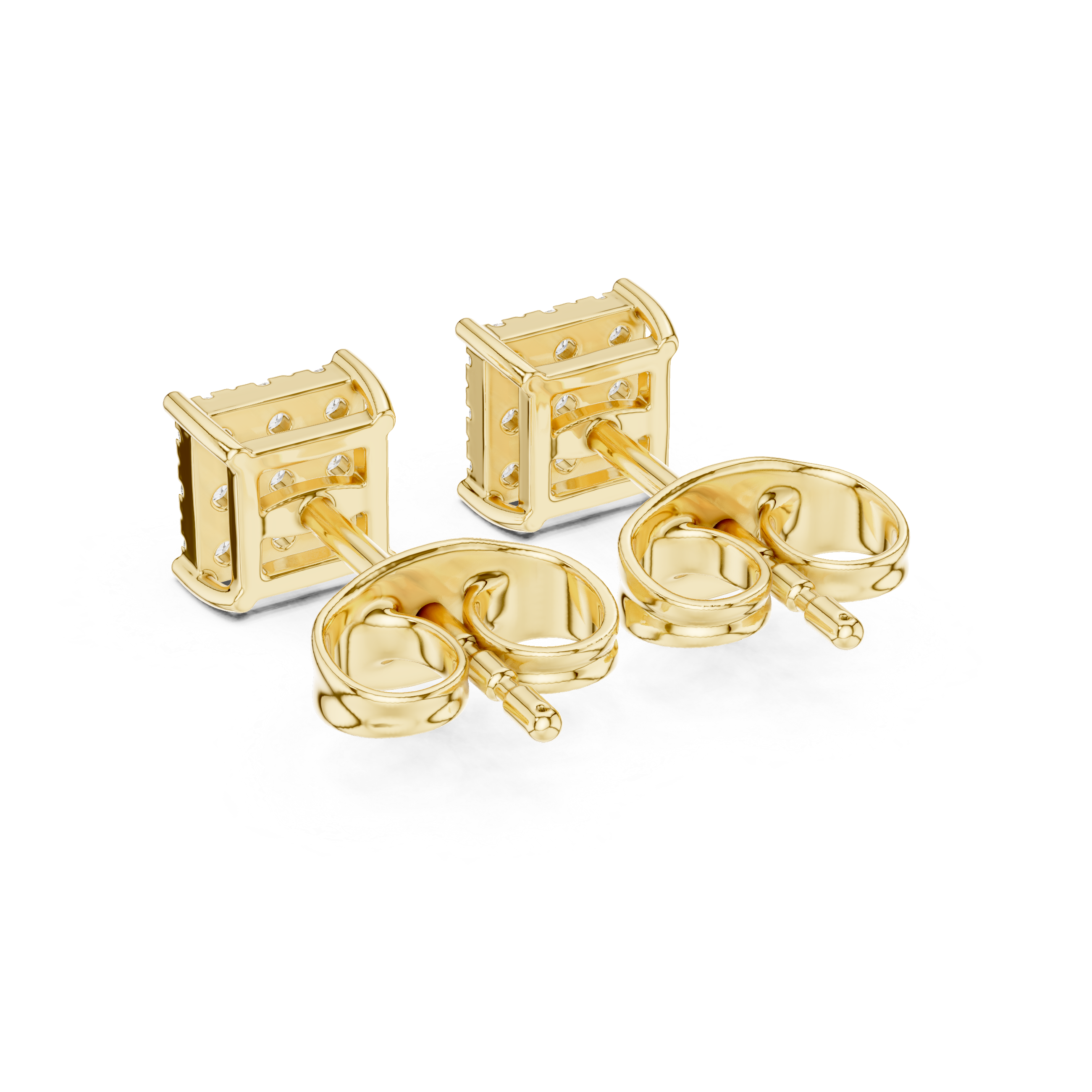 square cluster diamond stud earrings