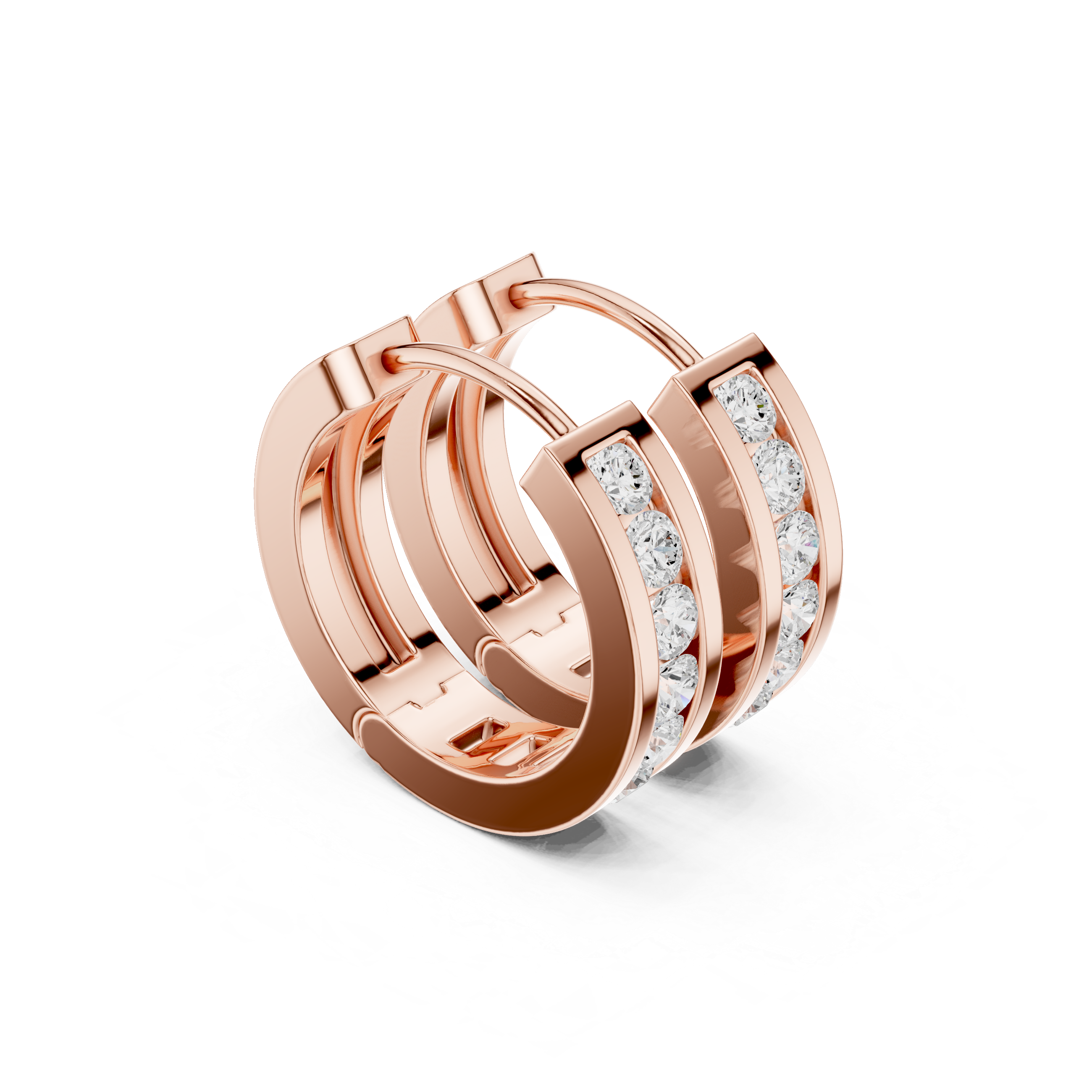 channel-set diamond hoop earrings.
