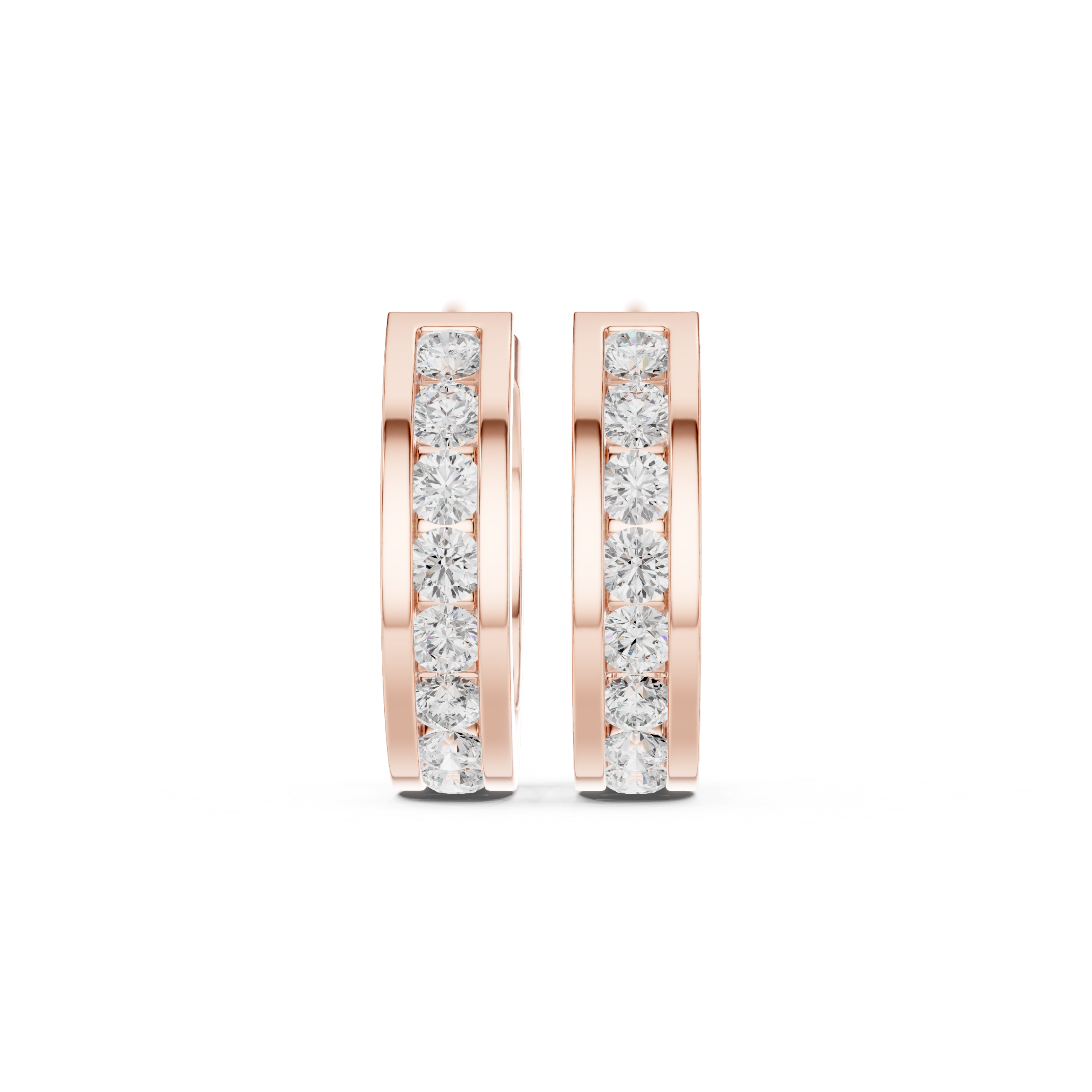 channel-set diamond hoop earrings.