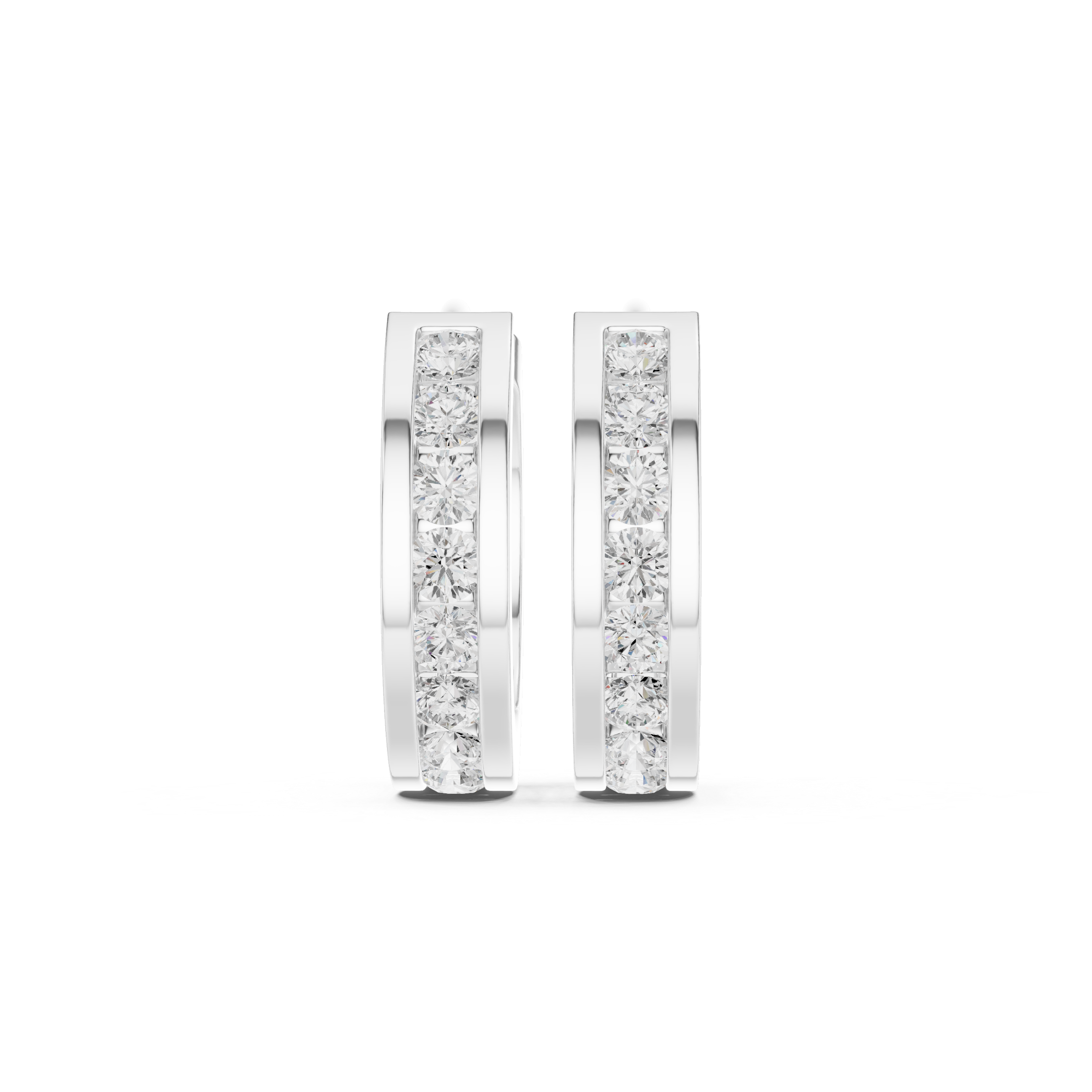 channel-set diamond hoop earrings.