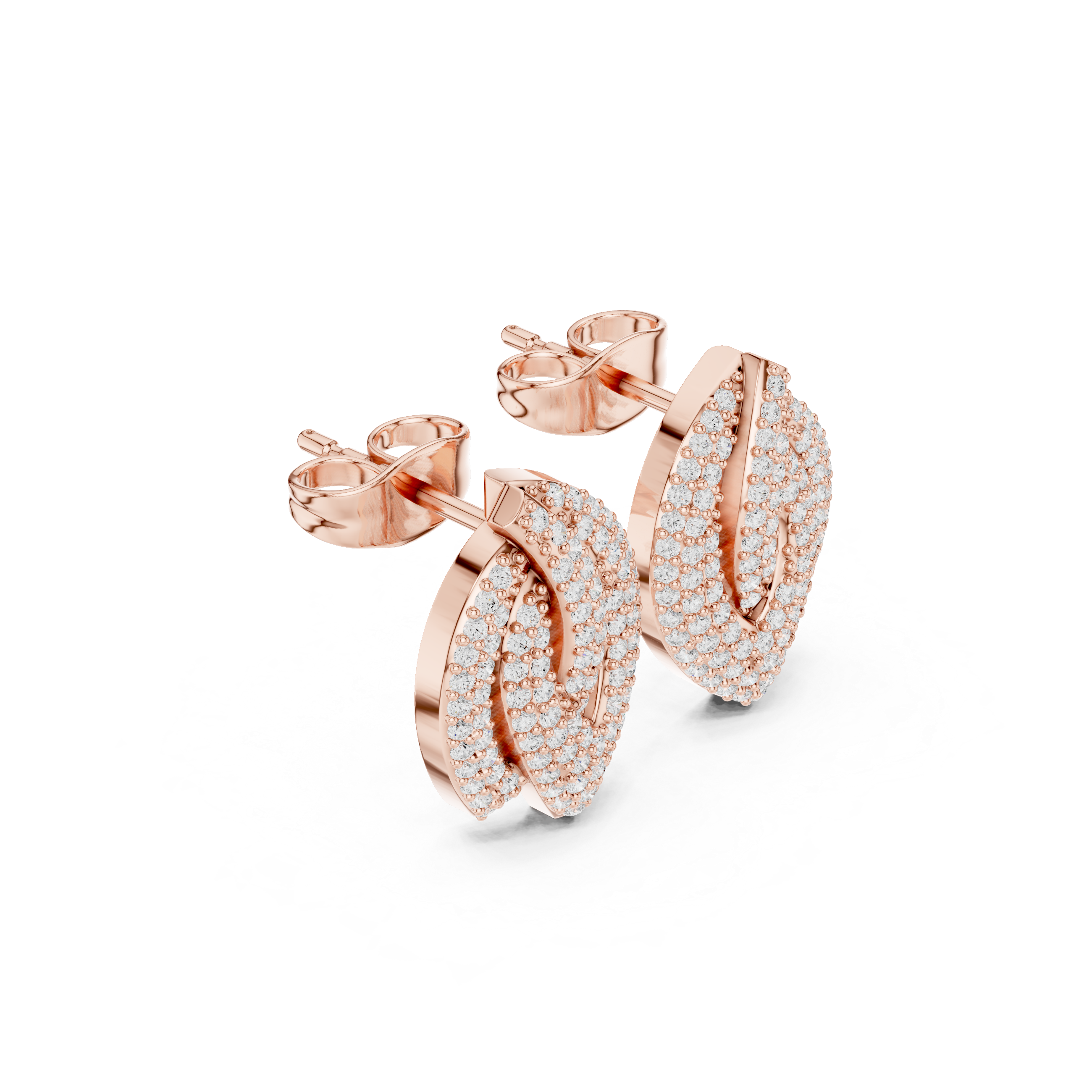 triple leaf-shaped cluster diamond earrings