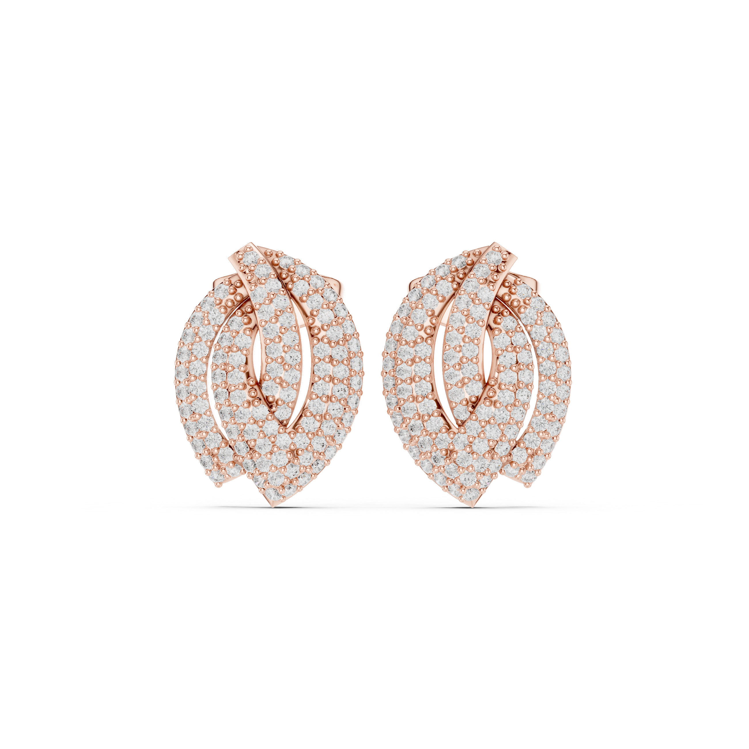 triple leaf-shaped cluster diamond earrings