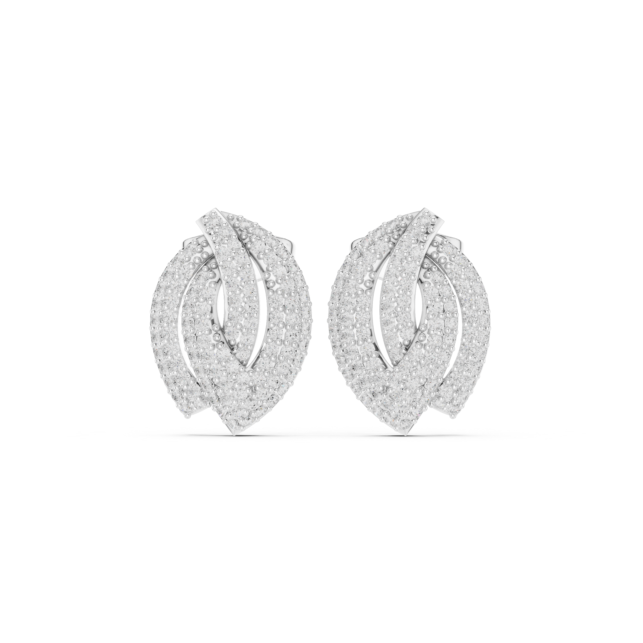 triple leaf-shaped cluster diamond earrings