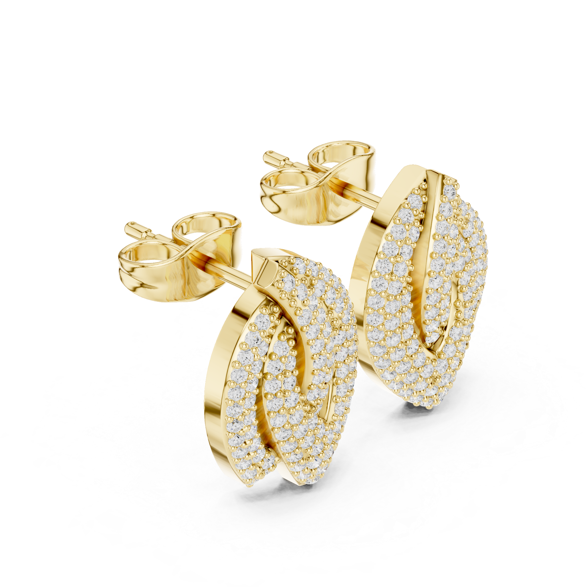 triple leaf-shaped cluster diamond earrings
