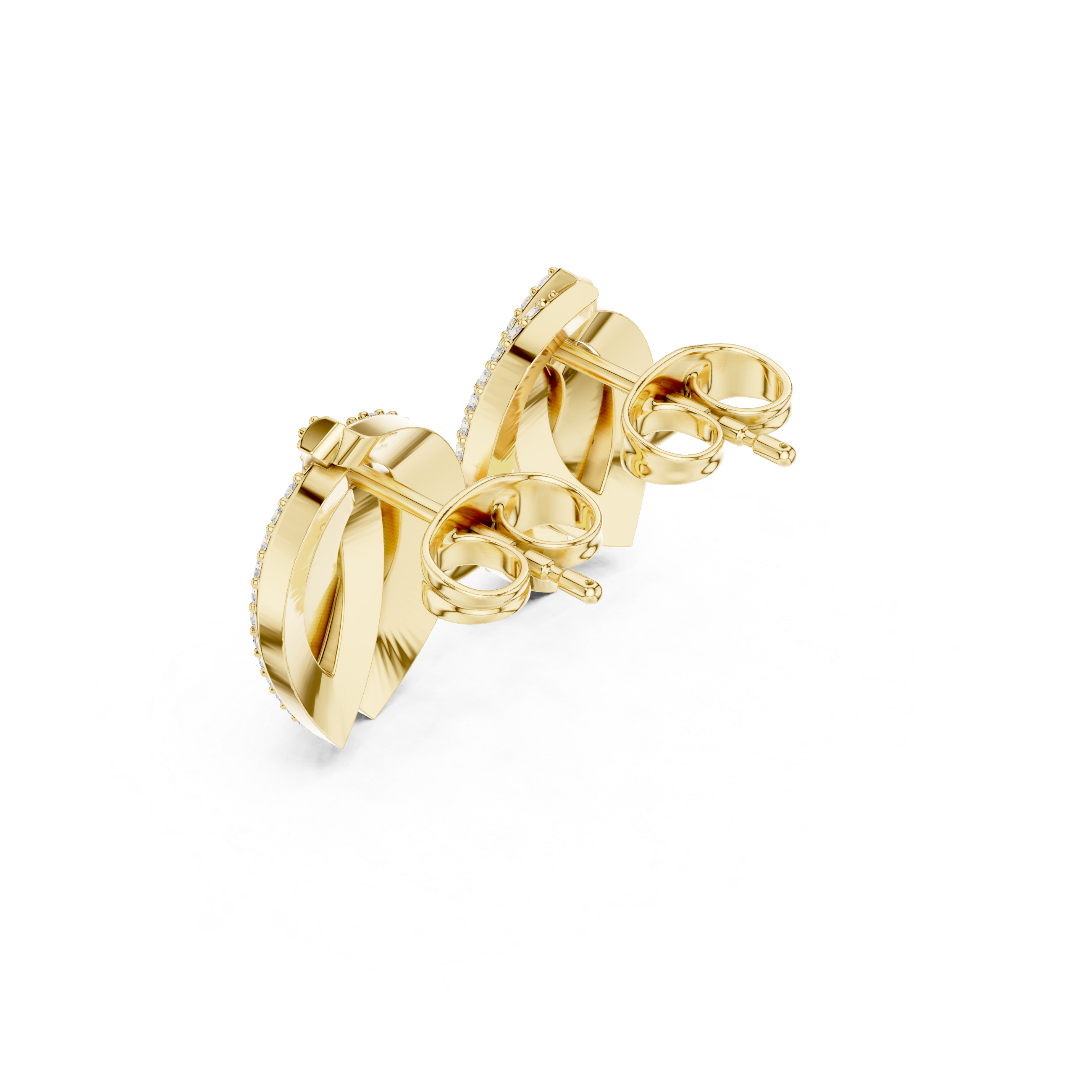 triple leaf-shaped cluster diamond earrings