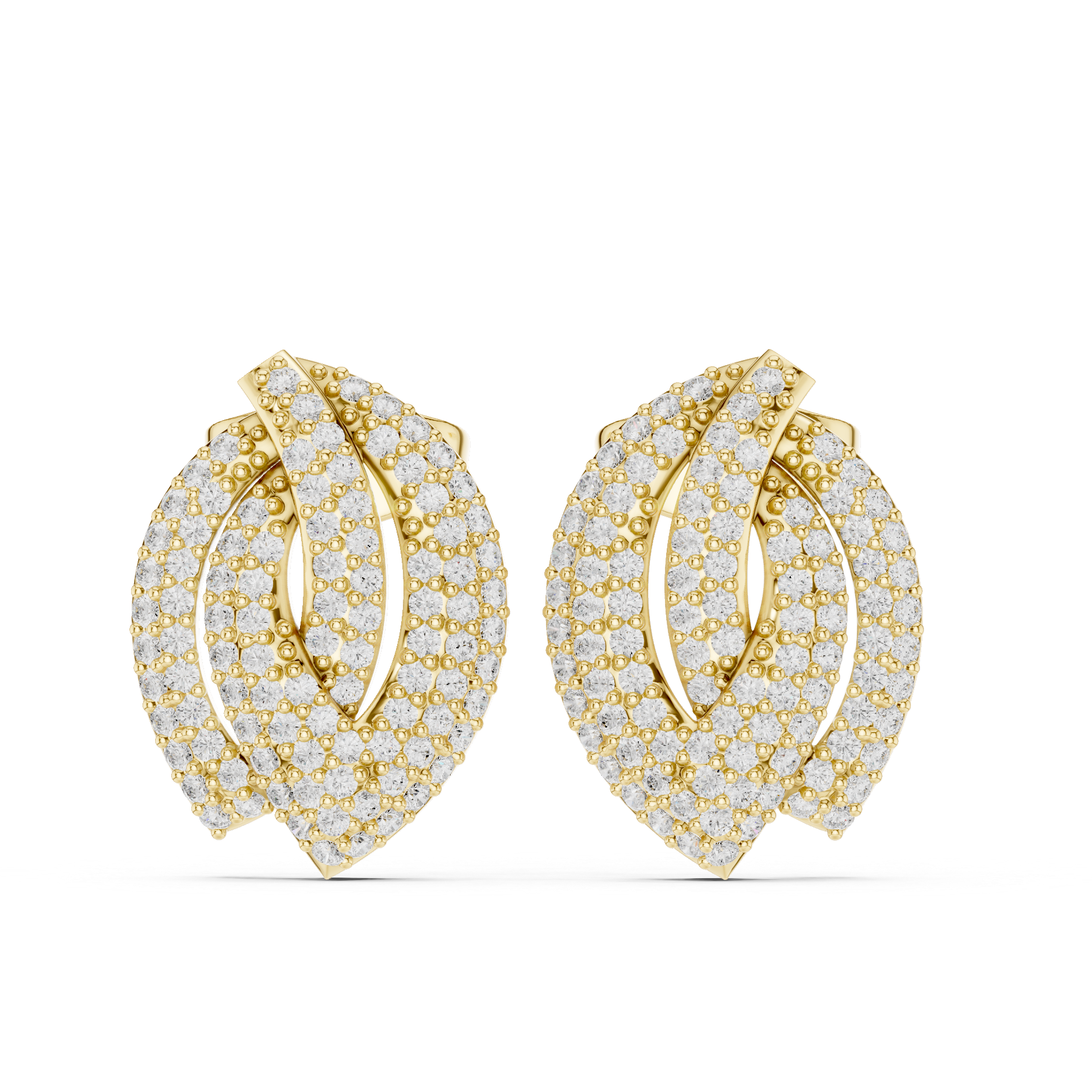 triple leaf-shaped cluster diamond earrings