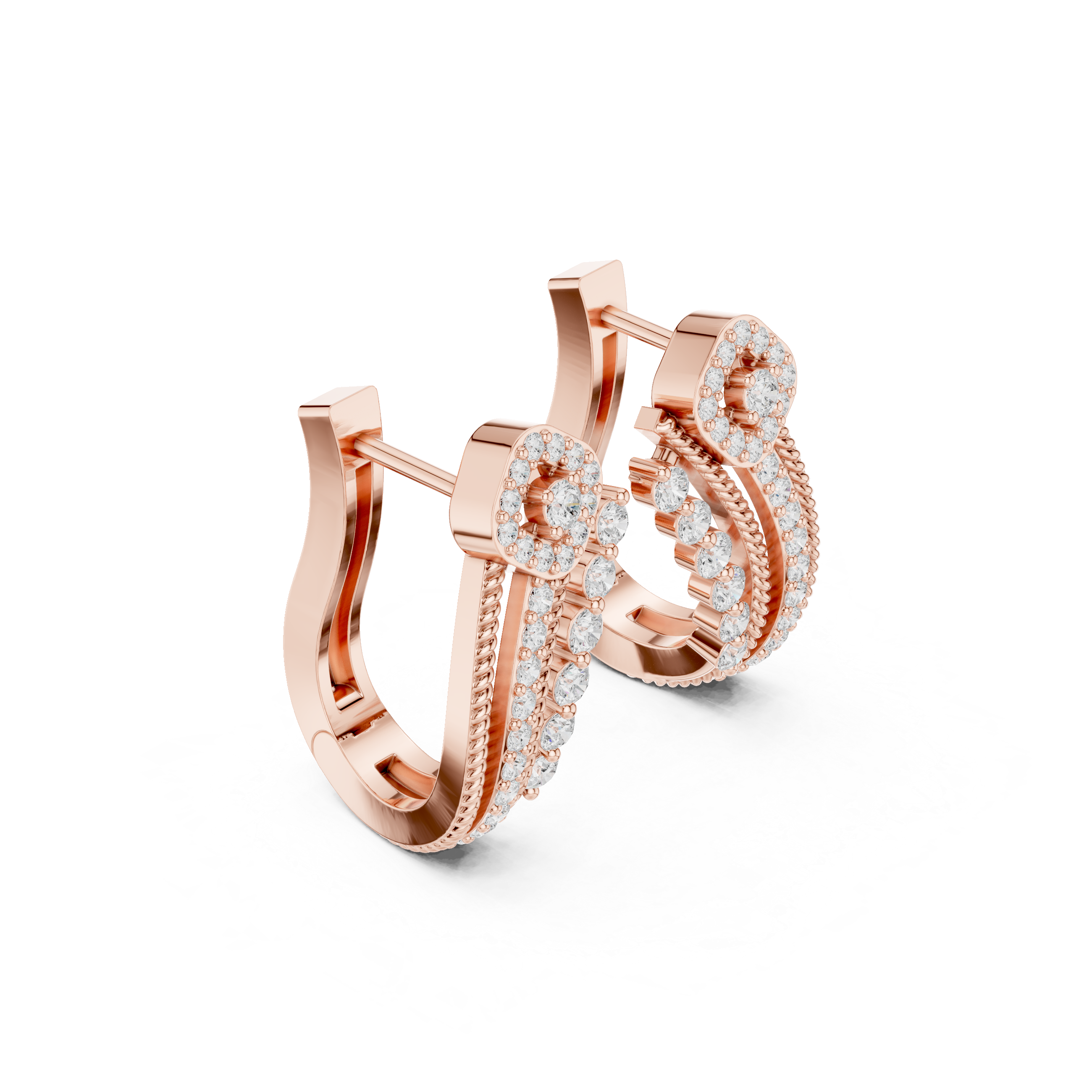 double-band earrings with twisted rope detailing