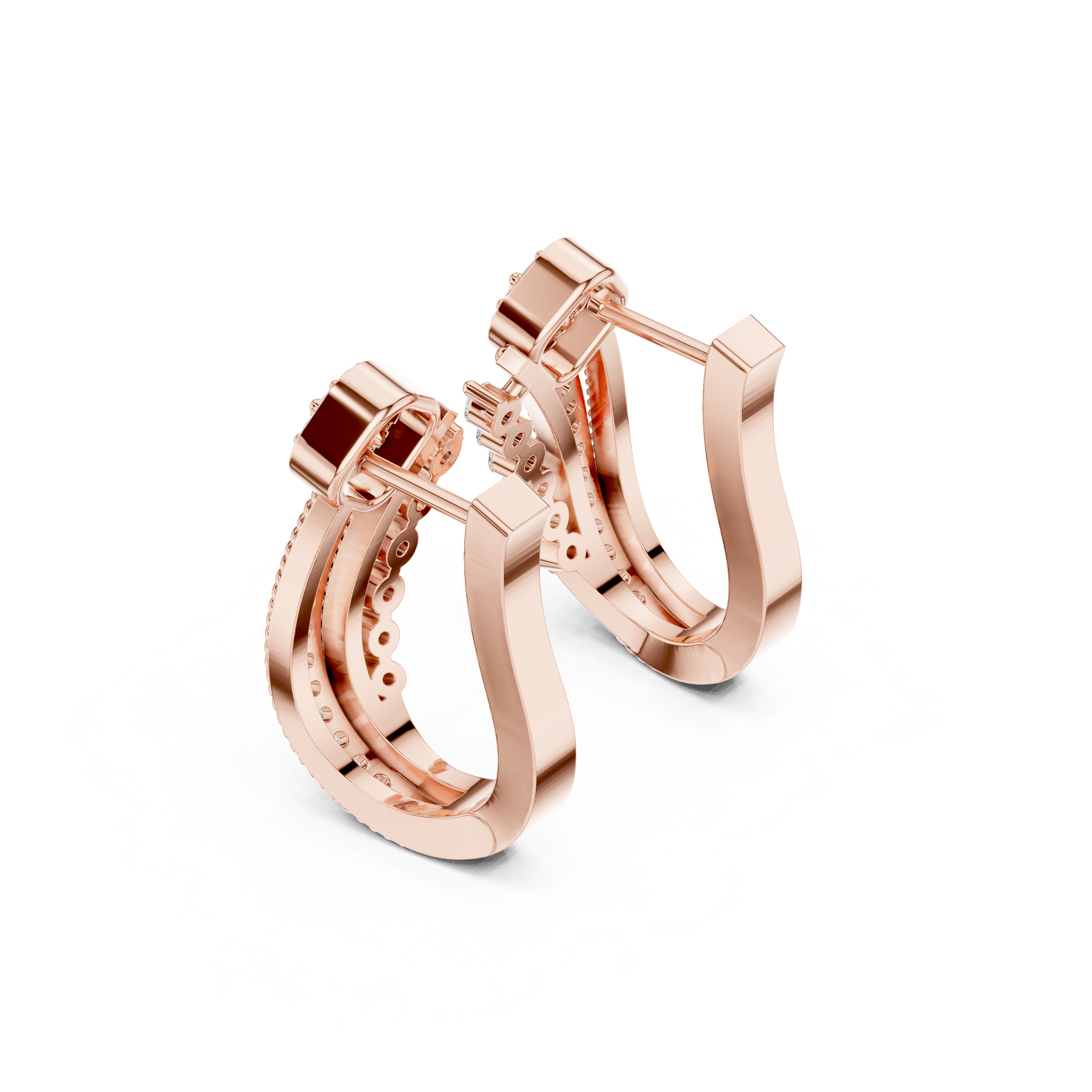 double-band earrings with twisted rope detailing