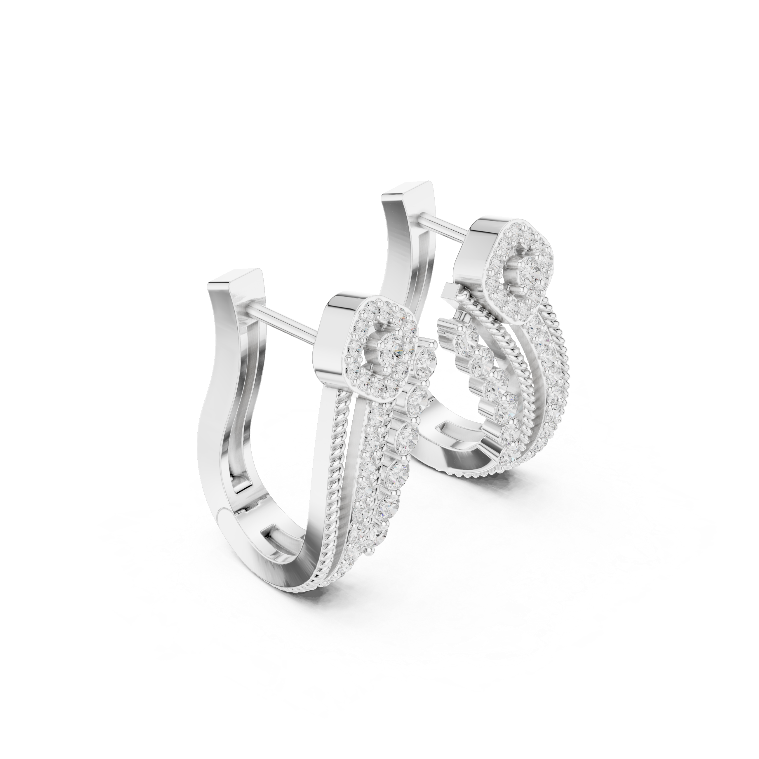 double-band earrings with twisted rope detailing