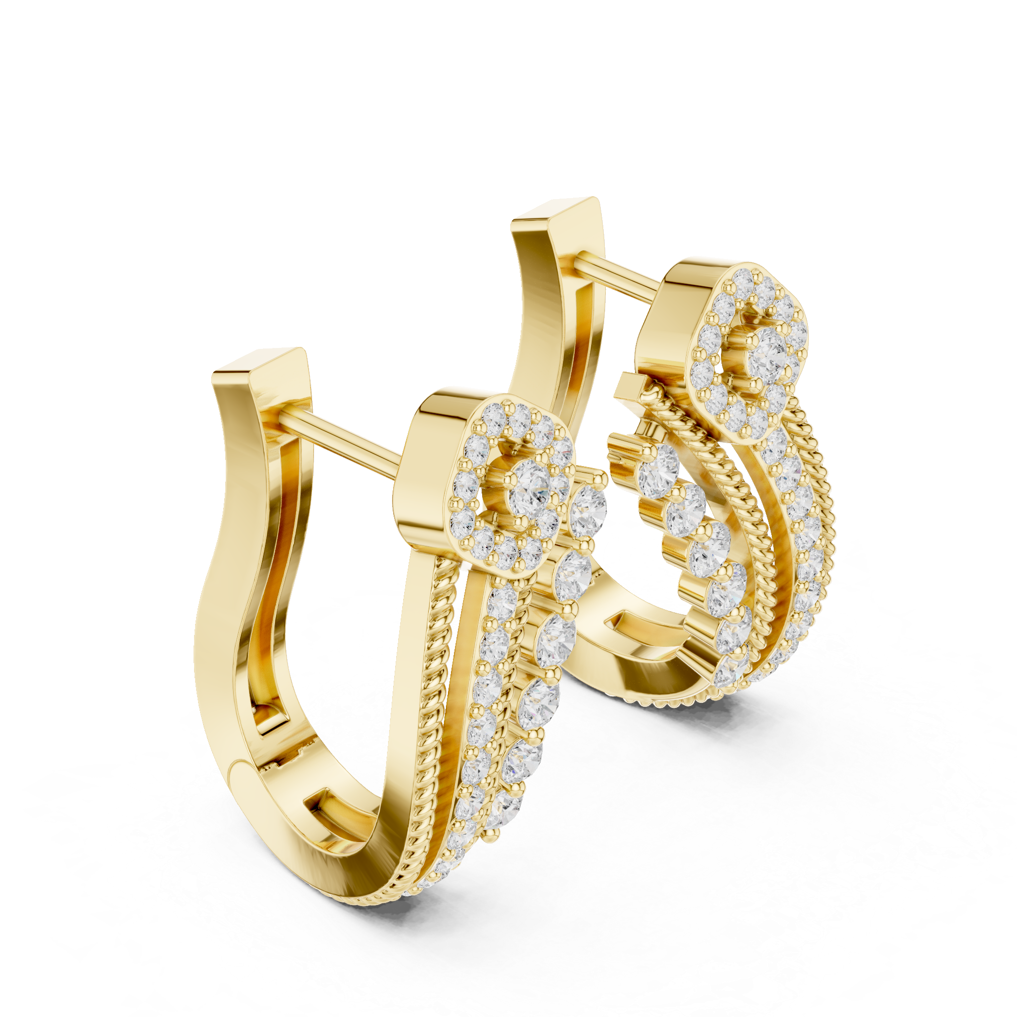 double-band earrings with twisted rope detailing