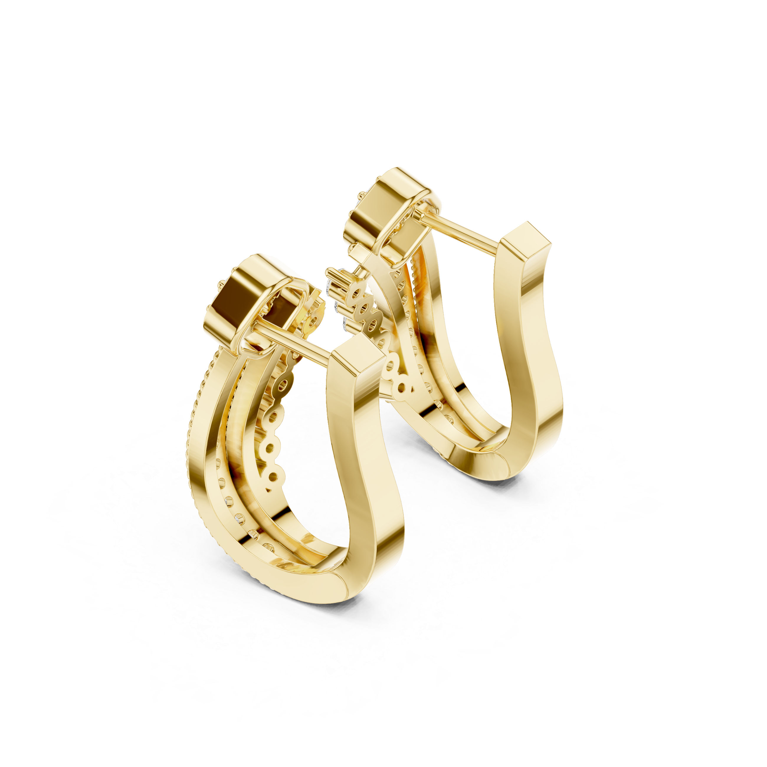 double-band earrings with twisted rope detailing