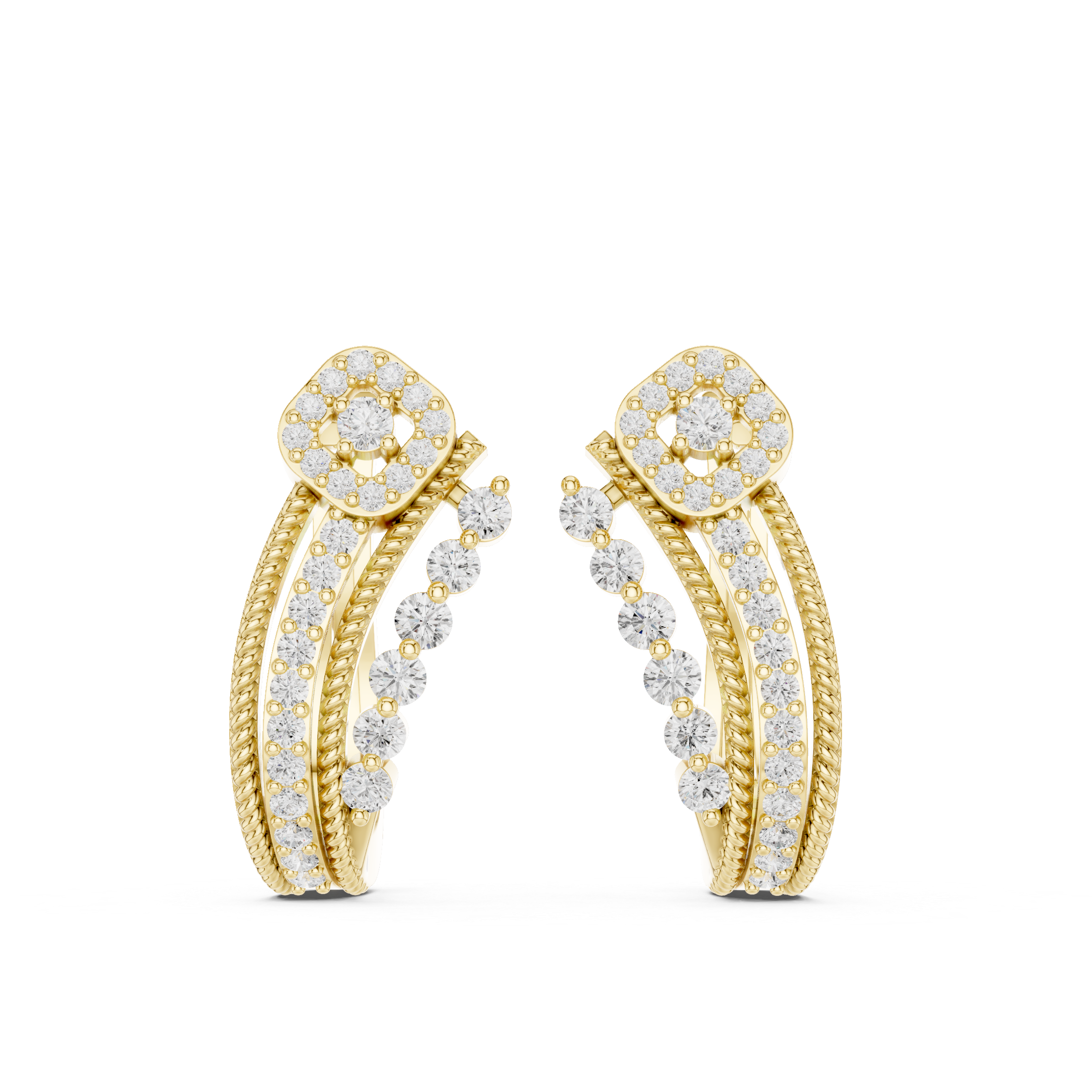 double-band earrings with twisted rope detailing