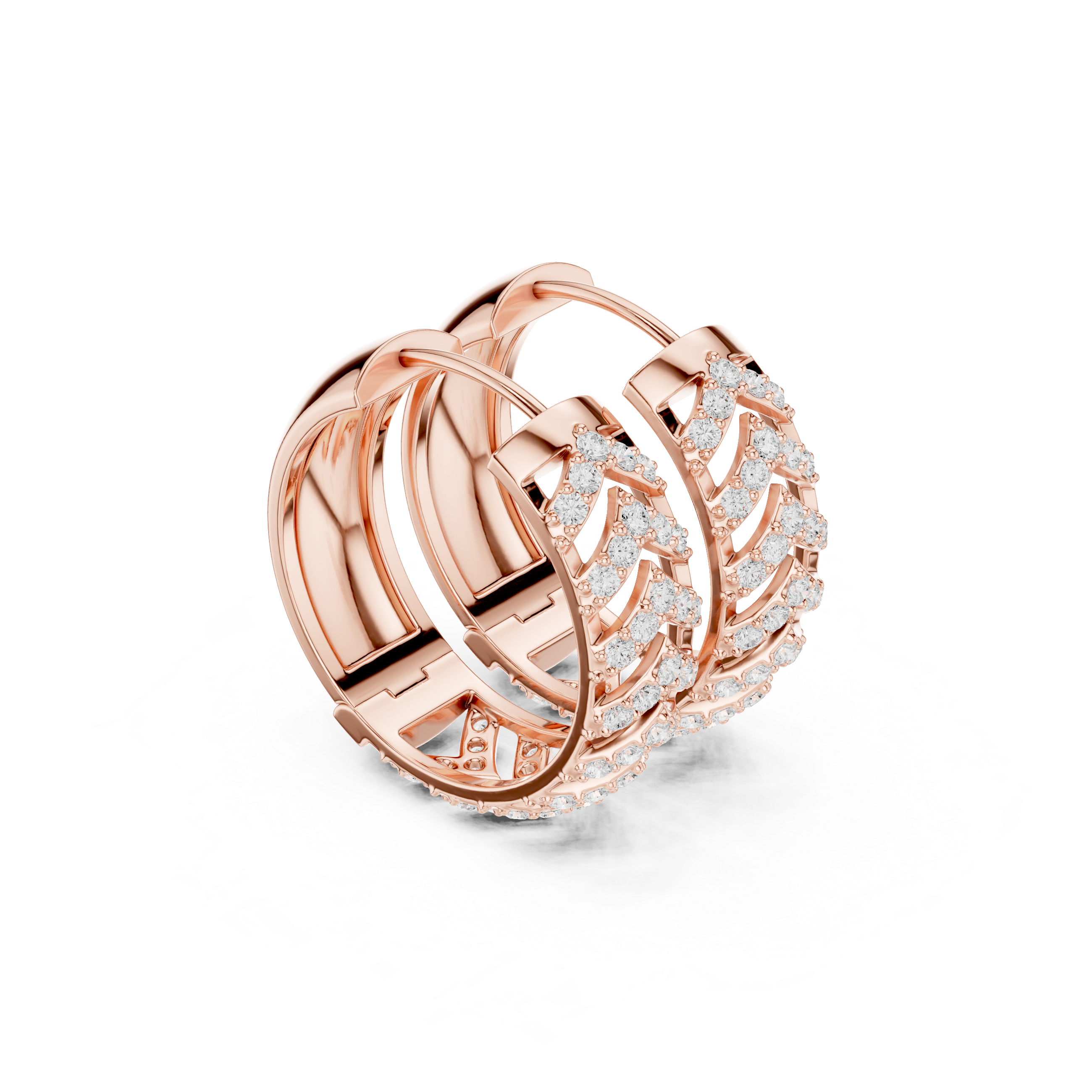 Chevron Elegance Diamond Hoop Earrings