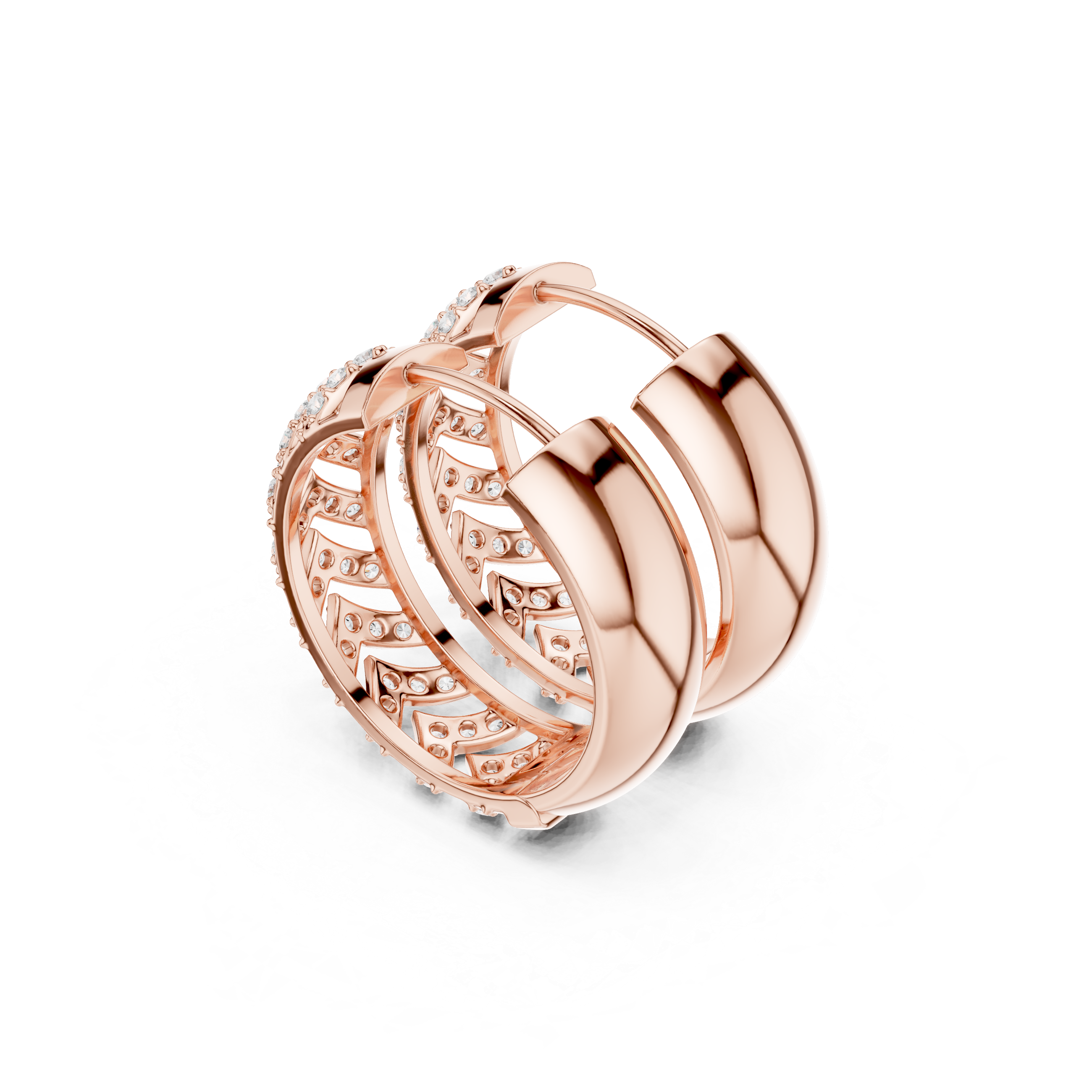 Chevron Elegance Diamond Hoop Earrings